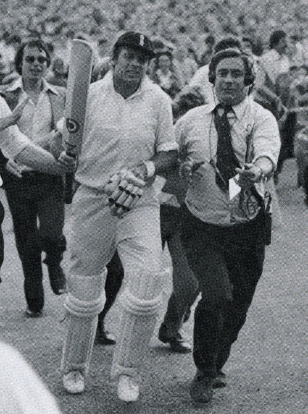 Geoff Boycott leaves the field at the close of play after reaching his 100th hundred, England v Australia, 4th Test, Headingley, 1977