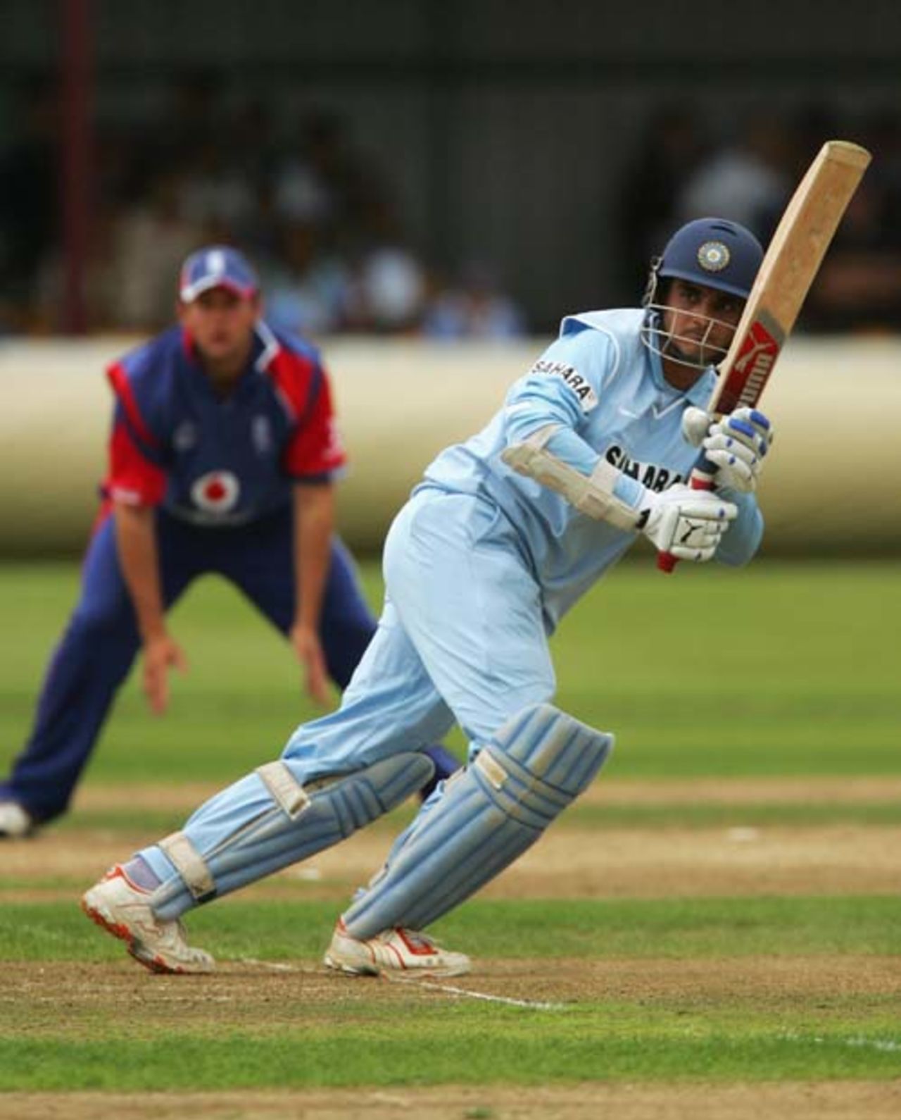 Sourav Ganguly plays the ball to fine leg, England Lions v Indians, ODI warm-up, Northampton, August 18, 2007