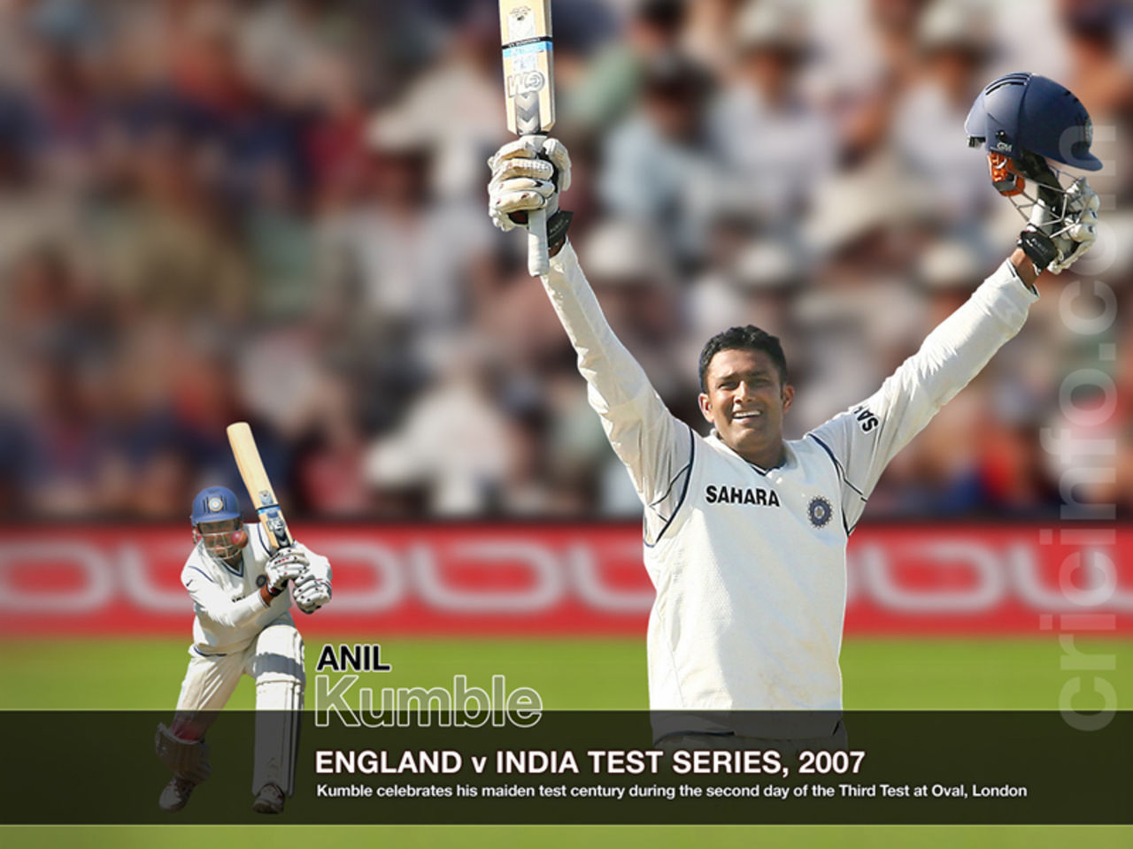 Kumble celebrates his maiden test century