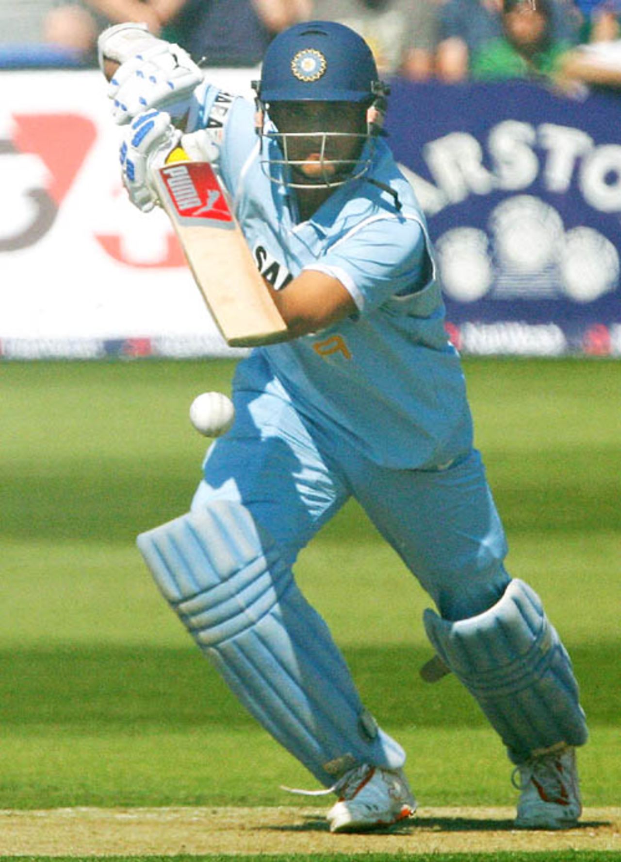 Sourav Ganguly caresses one through the off side, England v India, 2nd ODI, Bristol, August 24, 2007