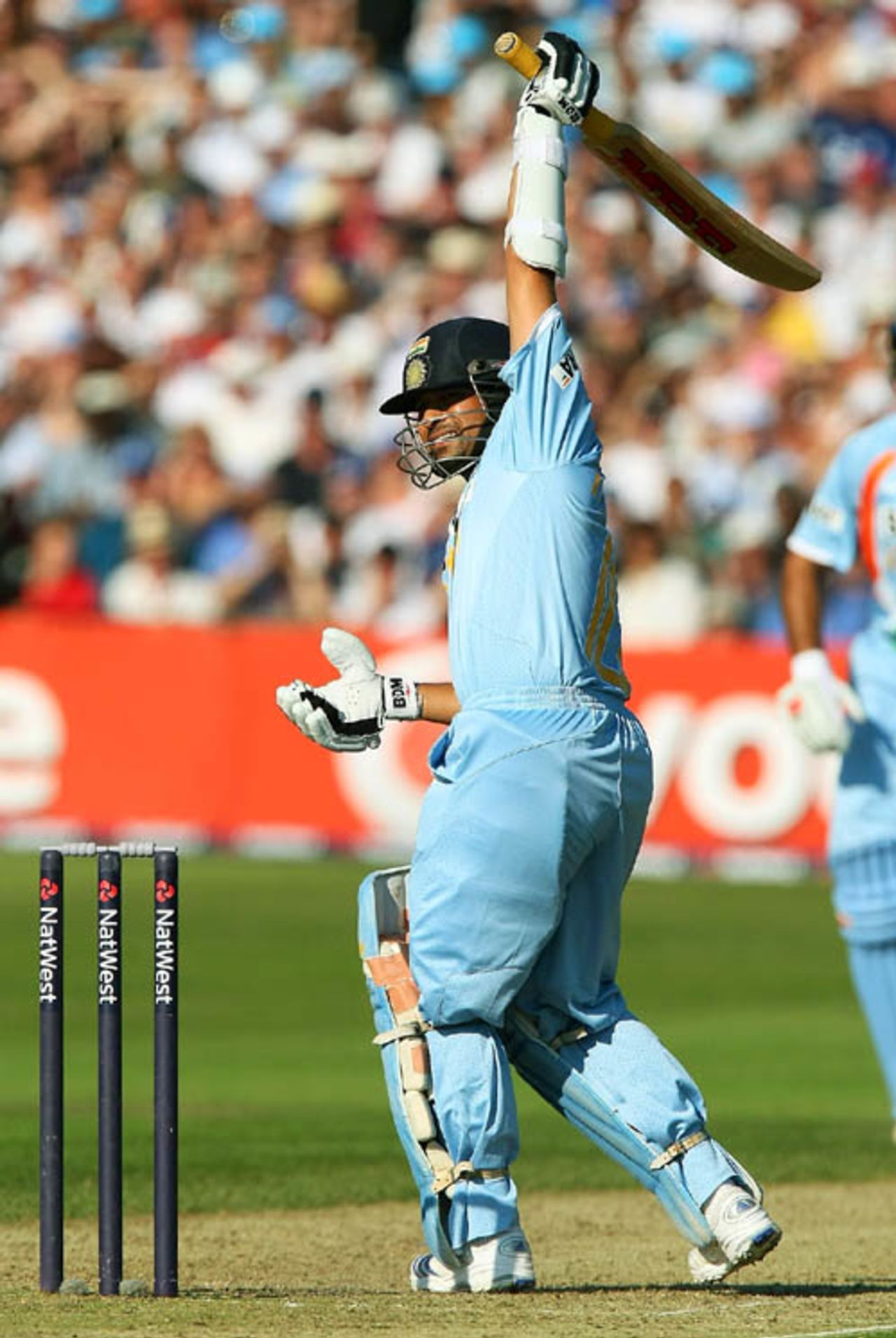 Sachin Tendulkar looks back after getting a lifter from Flintoff, which led to his dismissal, England v India, 2nd ODI, Bristol, August 24, 2007