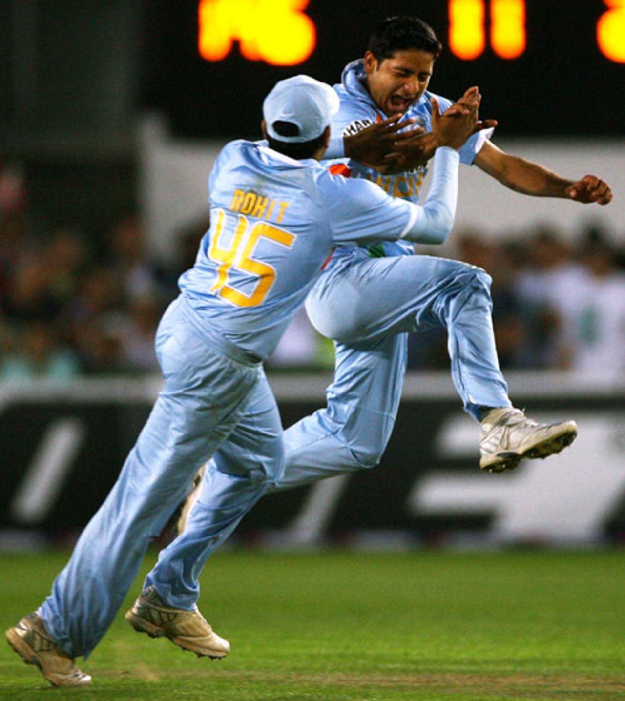 Piyush Chawla celebrates a third strike as India claw back, England v India, 2nd ODI, Bristol, August 24, 2007