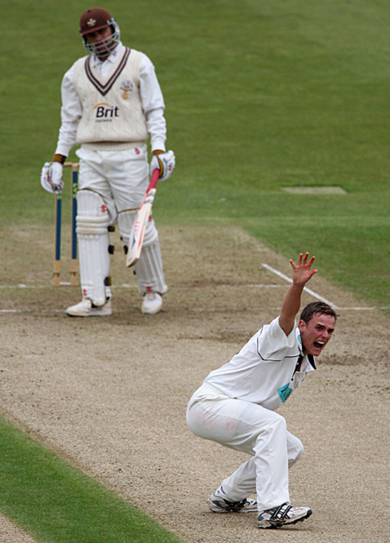 David Griffiths roars an unsuccessful appeal for Mark Ramprakash's wicket, Hampshire v Surrey, Southampton, August 30, 2007