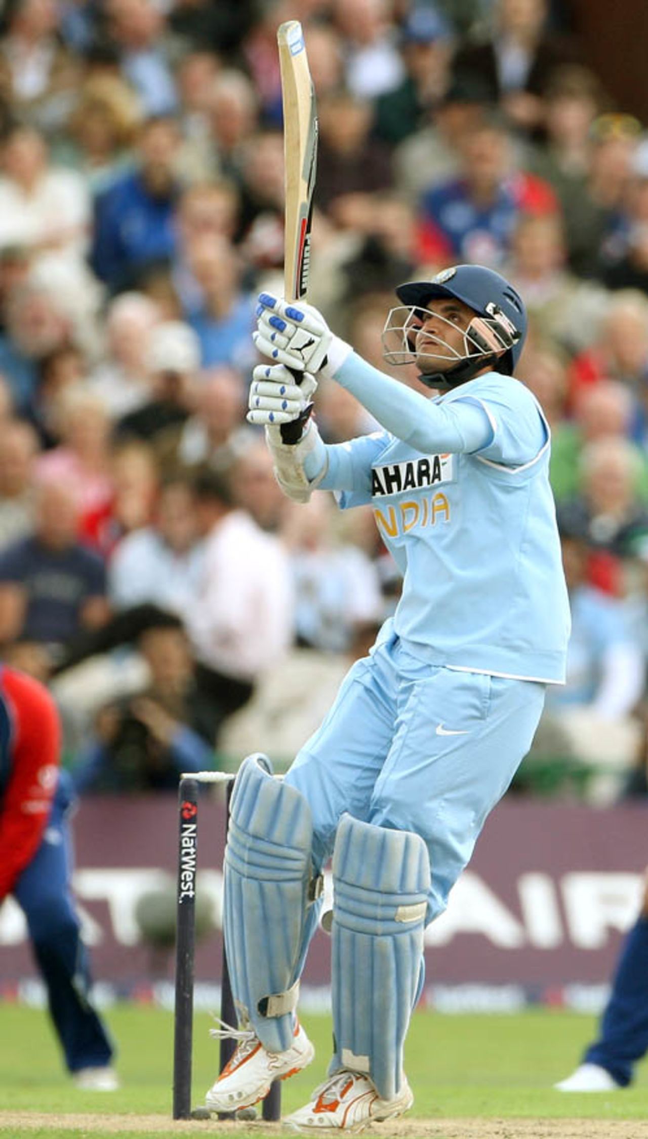 Sourav Ganguly miscues a pull, England v India, 4th ODI, Old Trafford, August 30, 2007