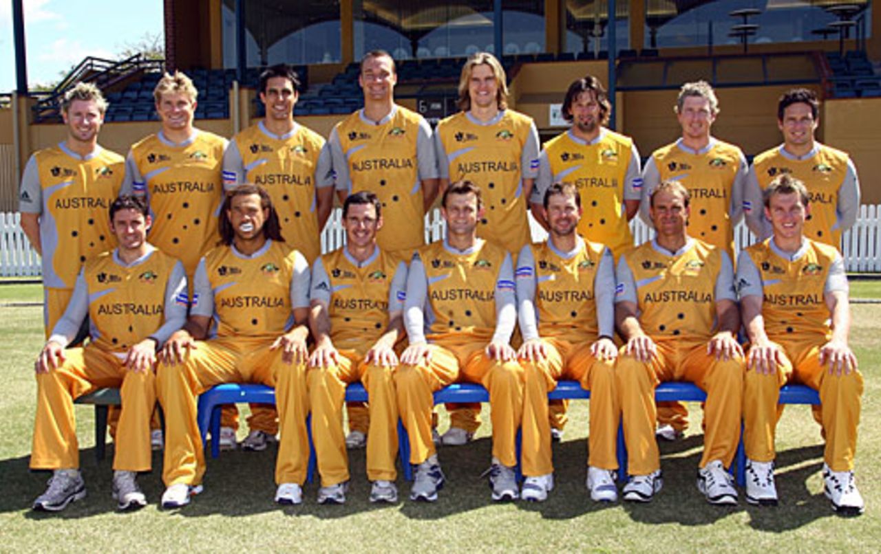 The Australians in their Twenty20 gear, Allan Border Field, Brisbane, September 1, 2007
