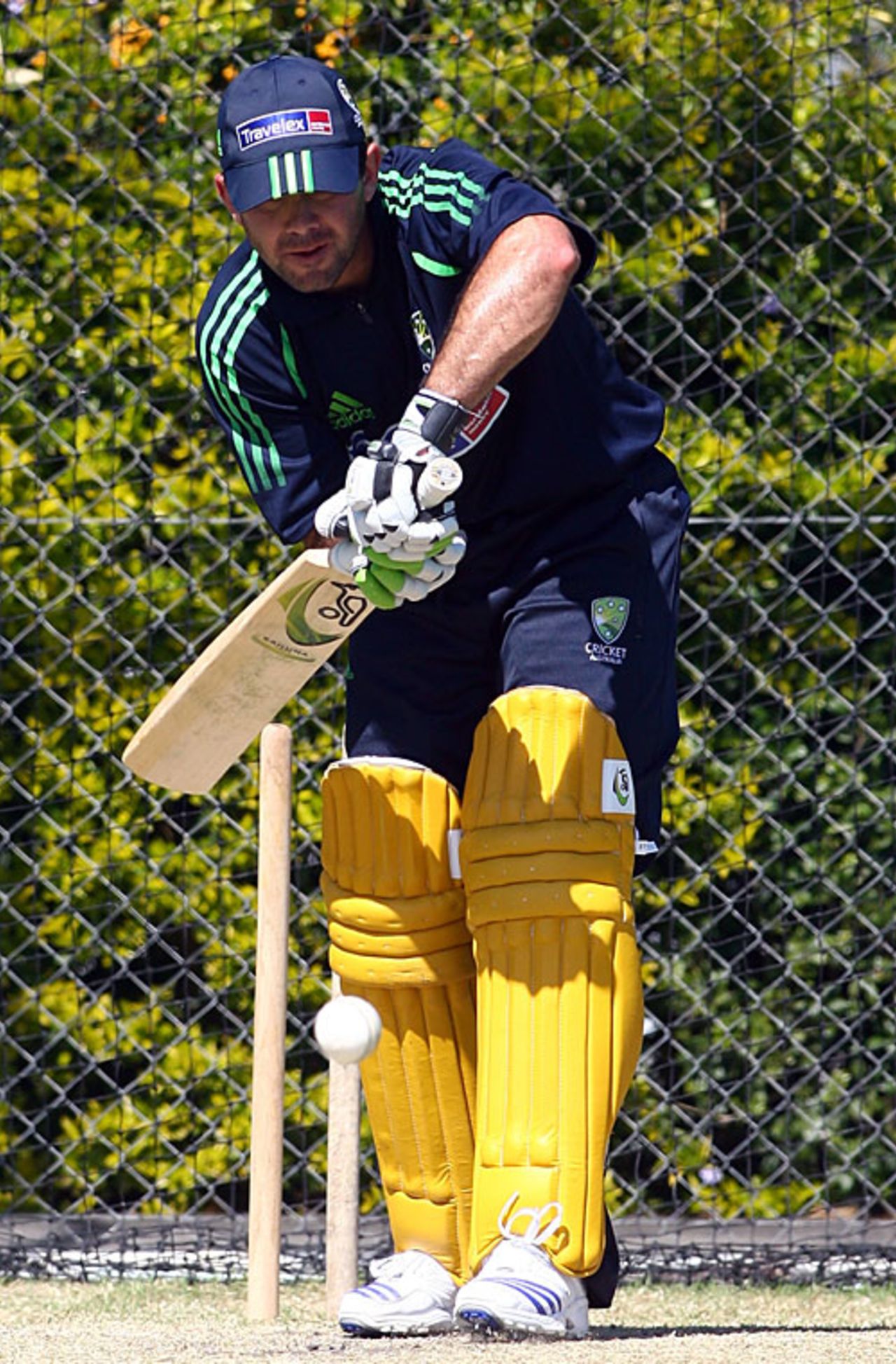 Ricky Ponting bats during a net session, Allan Border Field, Brisbane, September 1, 2007