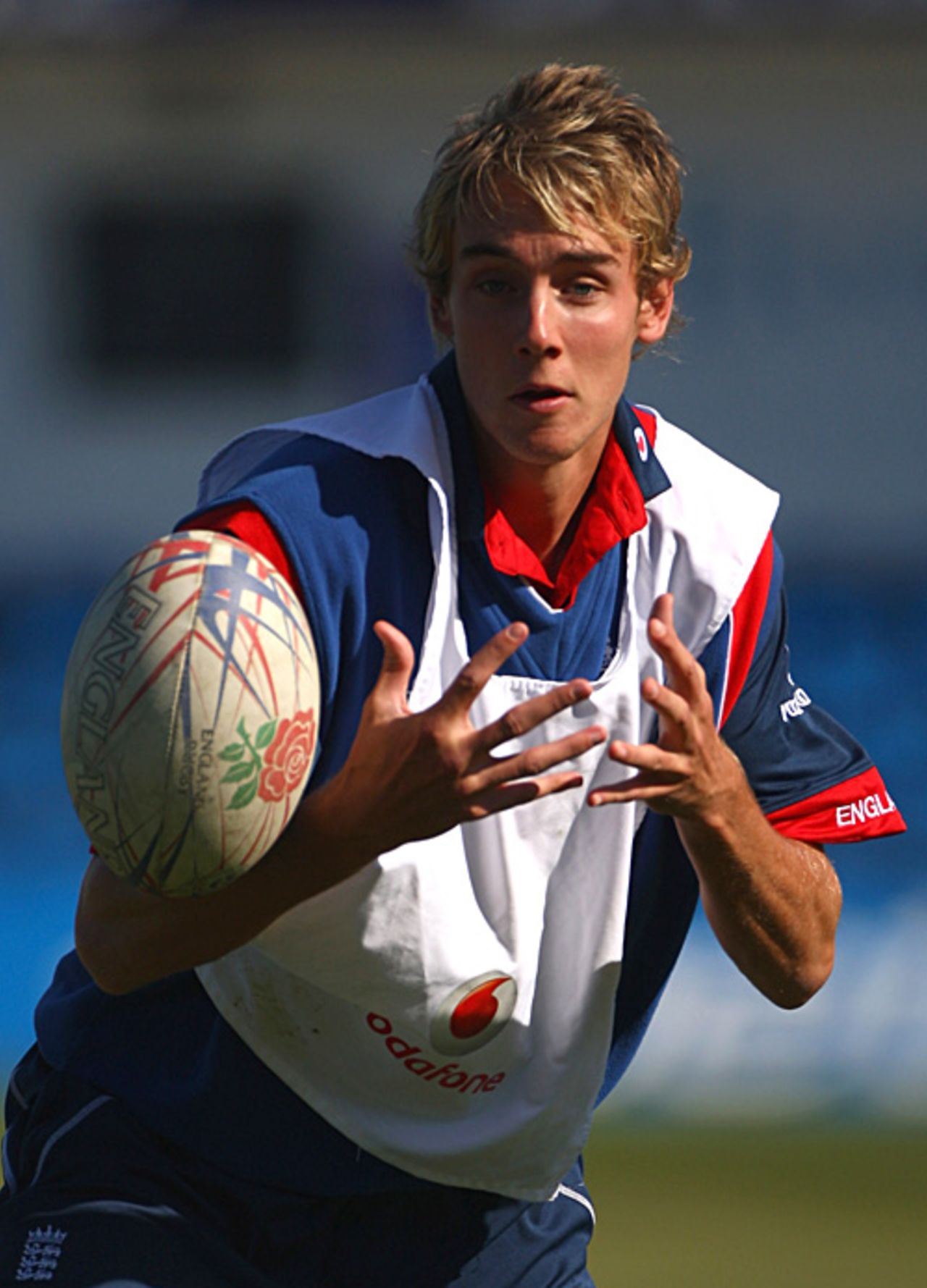 Stuart Broad plays touch-rugby, Headingley, September 1, 2007
