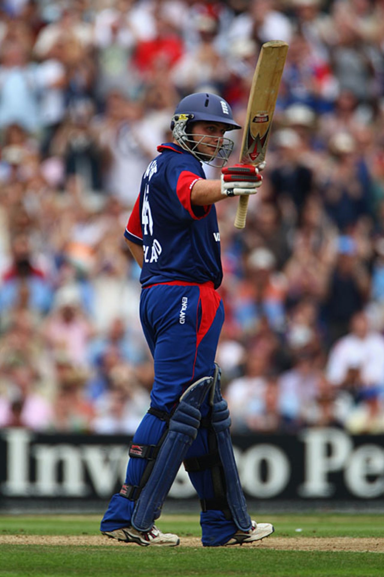 Luke Wright celebrates his fifty on debut, England v India, 6th ODI, The Oval, September 5, 2007