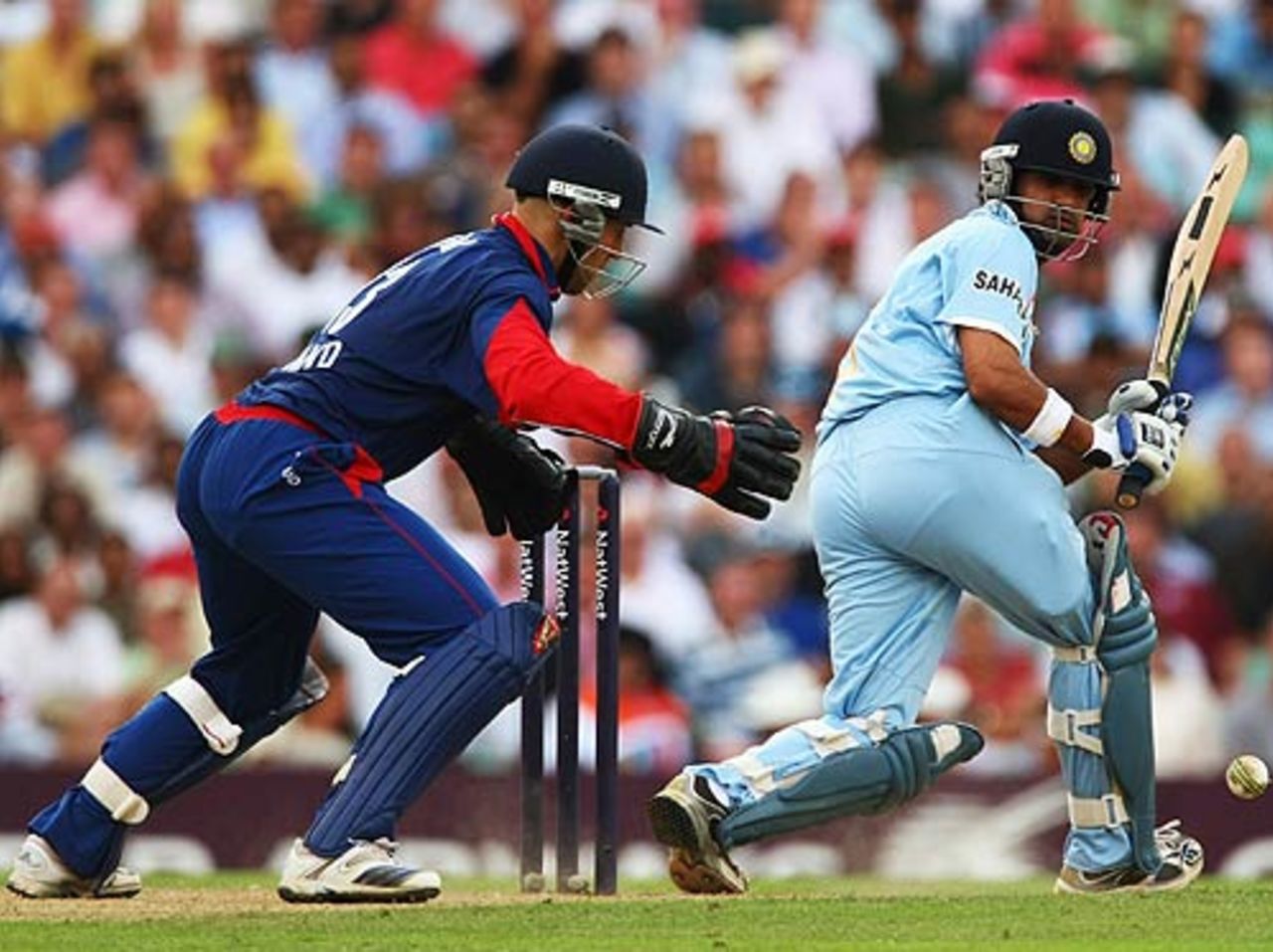 Gautam Gambhir nudges one to the on side, England v India, 6th ODI, The Oval, September 5, 2007