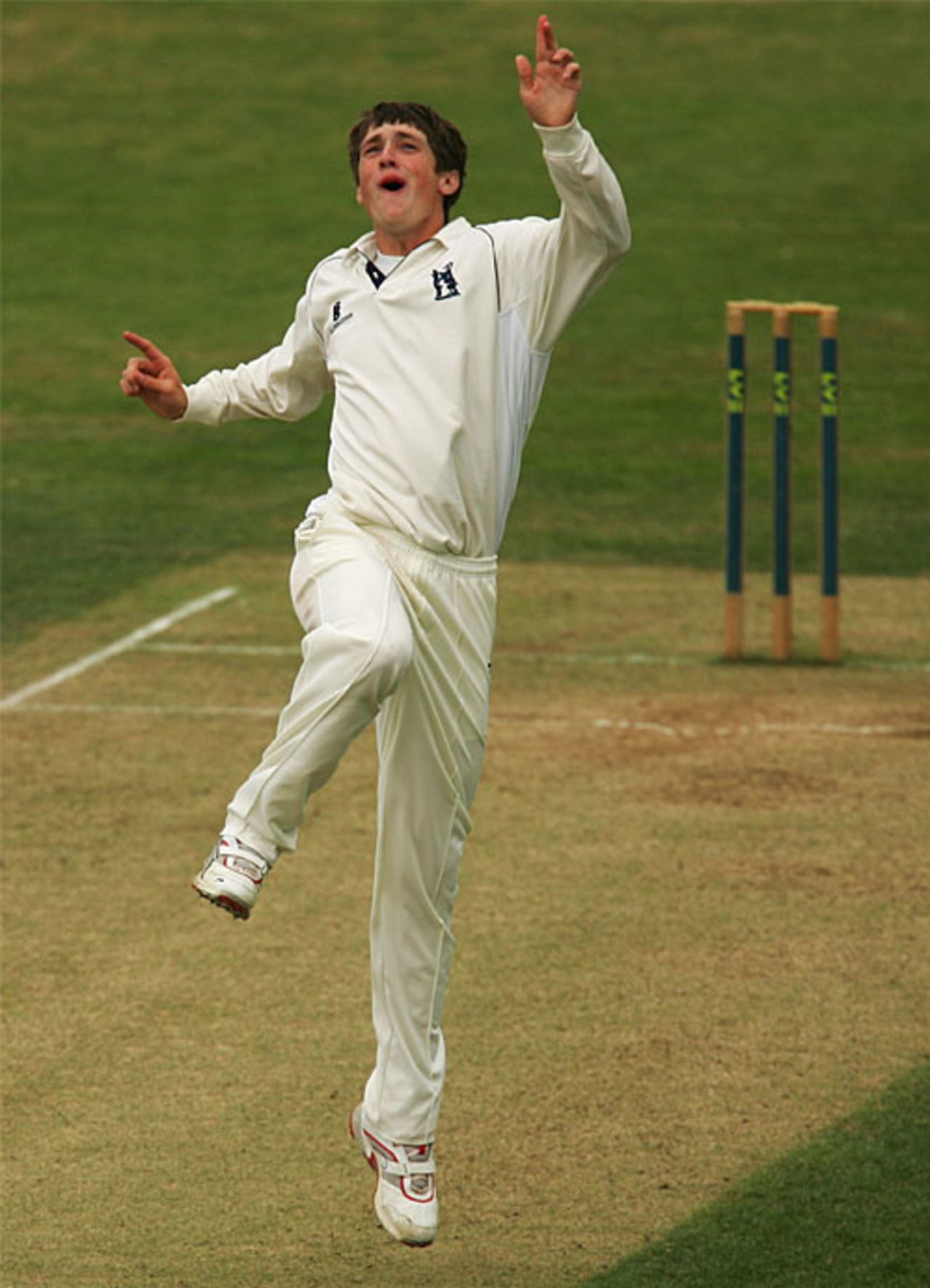 Chris Woakes celebrates the only wicket Warwickshire took on the final day, Warwickshire v Surrey, County Championship, Edgbaston, September 9, 2007