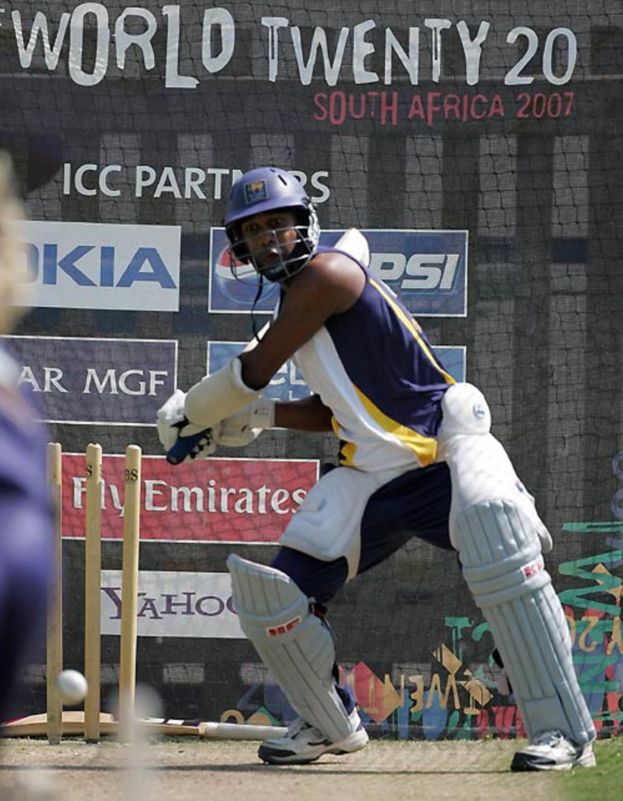 Chamara Silva practices a big hit at the nets, ICC World Twenty20, Benoni, September 12, 2007