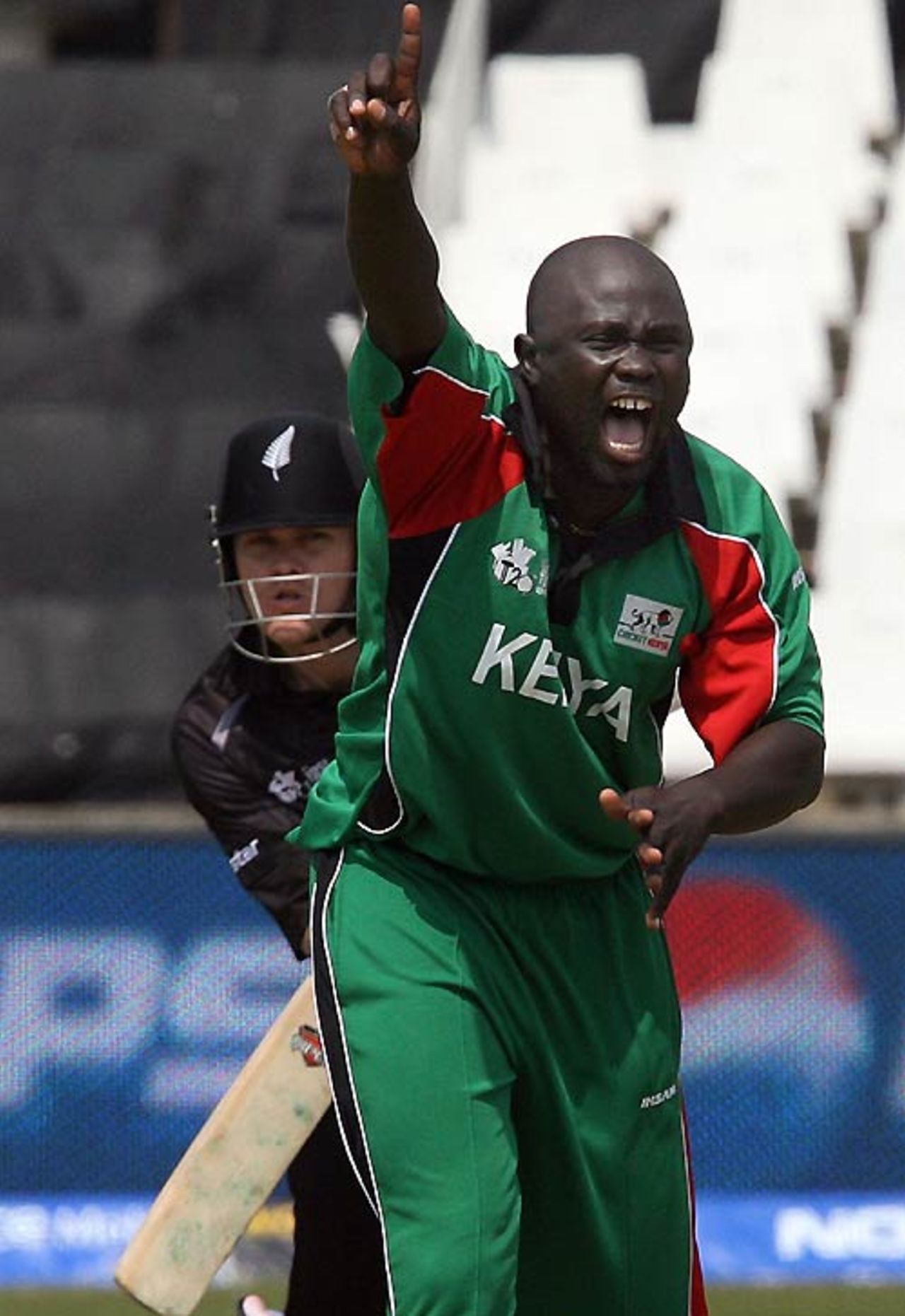Thomas Odoyo appeals unsuccessfully for Lou Vincent's wicket in his first over, New Zealand v Kenya, Group C, ICC World Twenty20, September 12, 2007