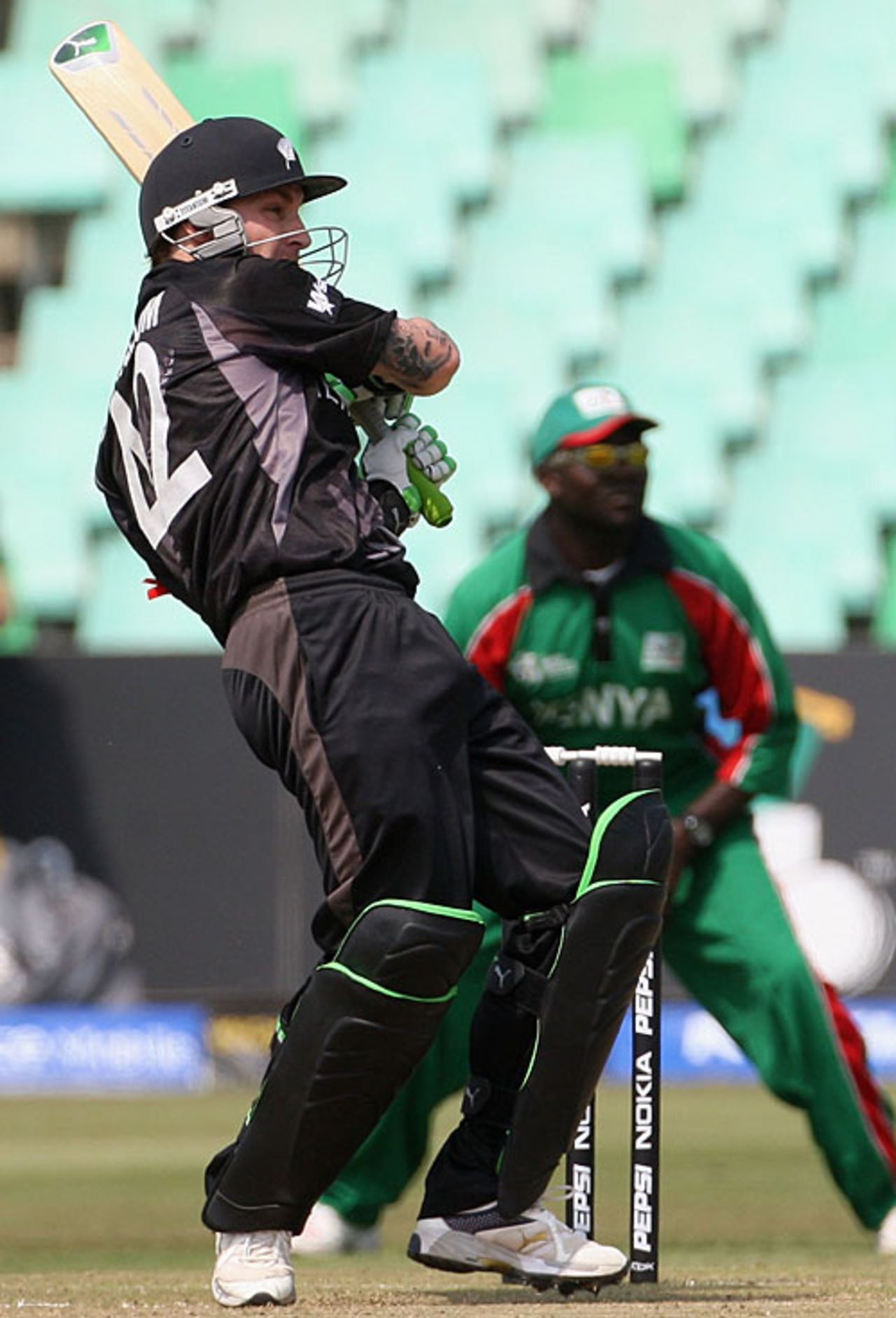 Brendon McCullum pulls during his 16, New Zealand v Kenya, Group C, ICC World Twenty20, September 12, 2007