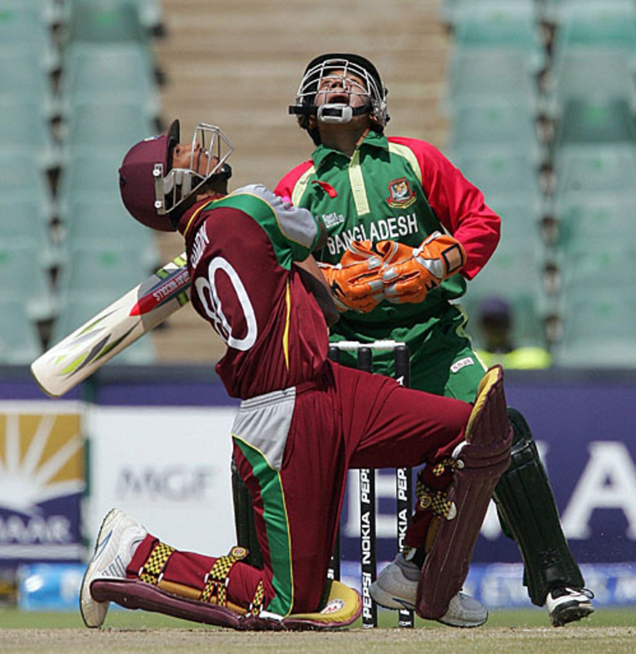 Denesh Ramdin edges an attempted slog sweep and is caught by keeper Mushfiqur Rahim, Bangladesh v West Indies, Group A, ICC World Twenty20, Johannesburg, September 13, 2007