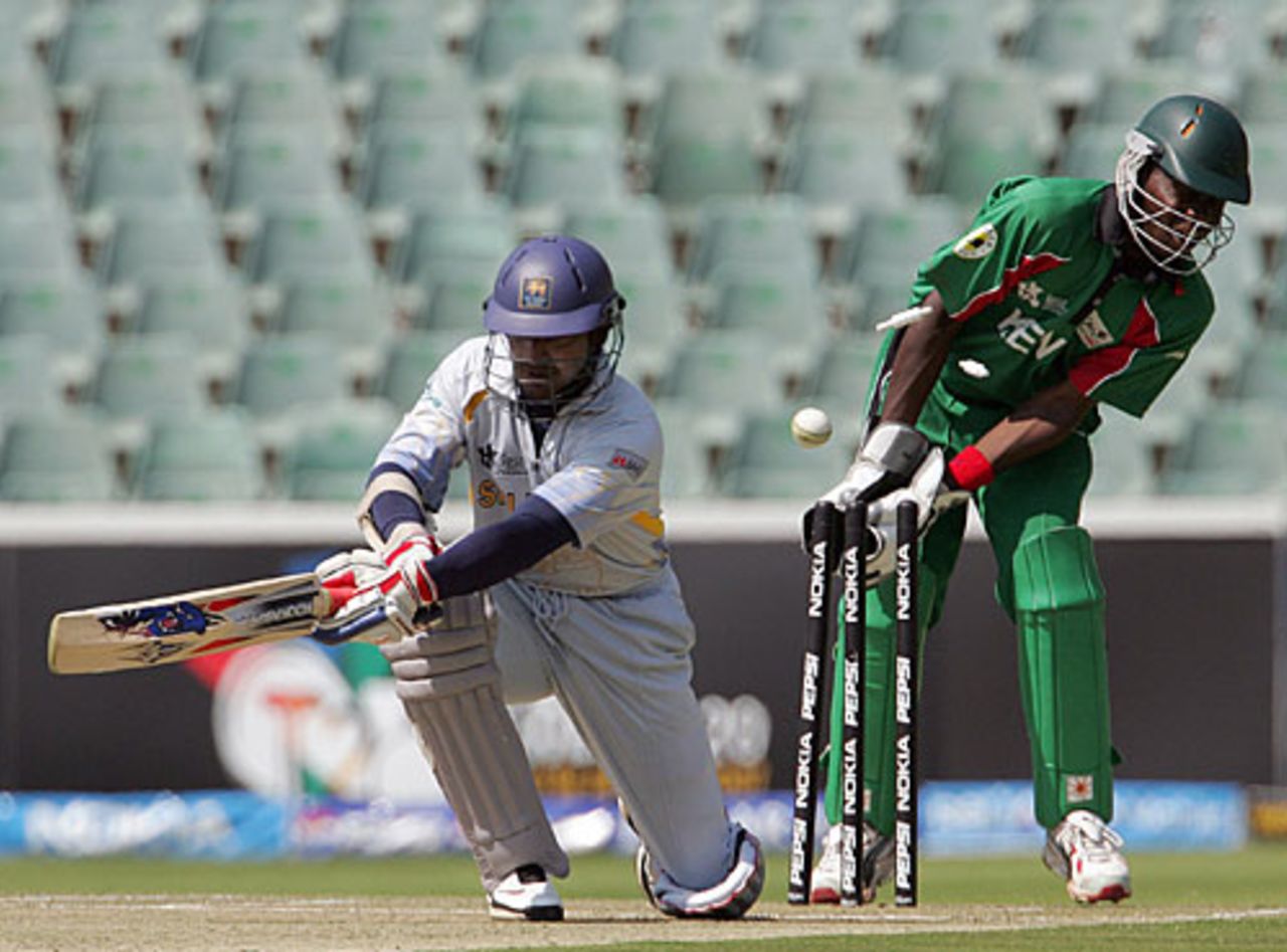 Kumar Sangakkara was bowled trying to sweep, Kenya v Sri Lanka, Group C, ICC World Twenty20, Johannesburg, September 14, 2007