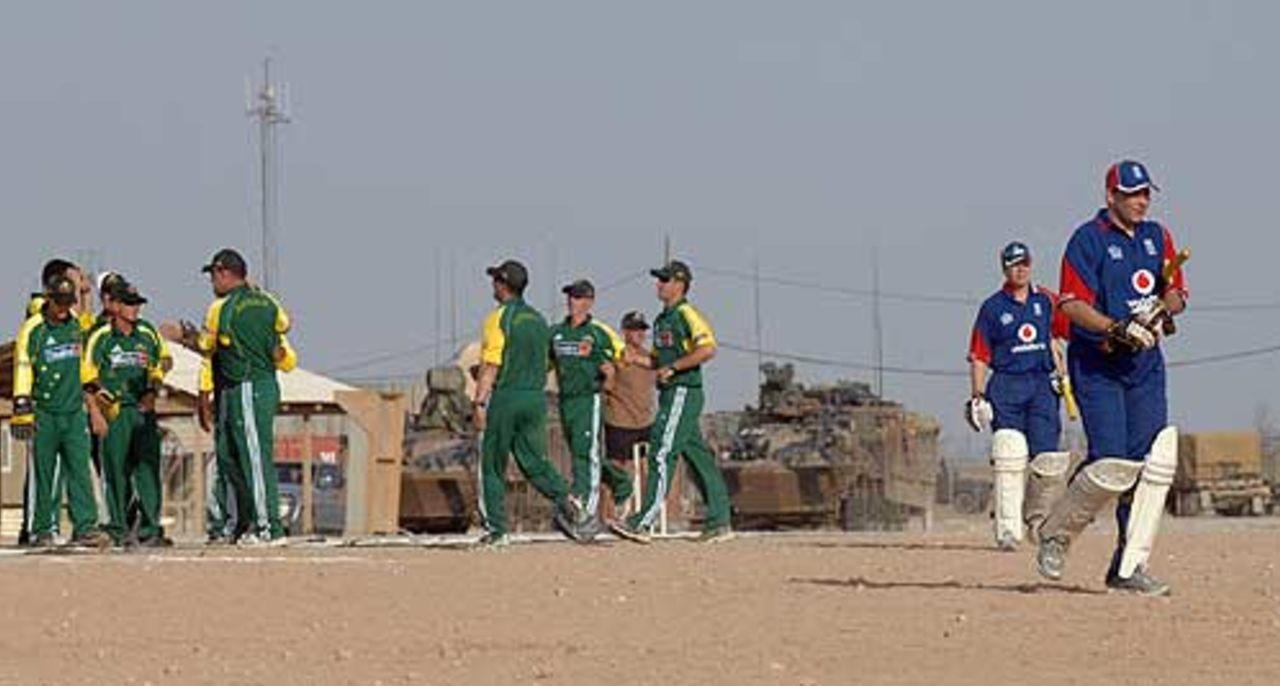Another England wicket falls during the Basra Ashes, England XI v Australia XI, September 14, 2007
