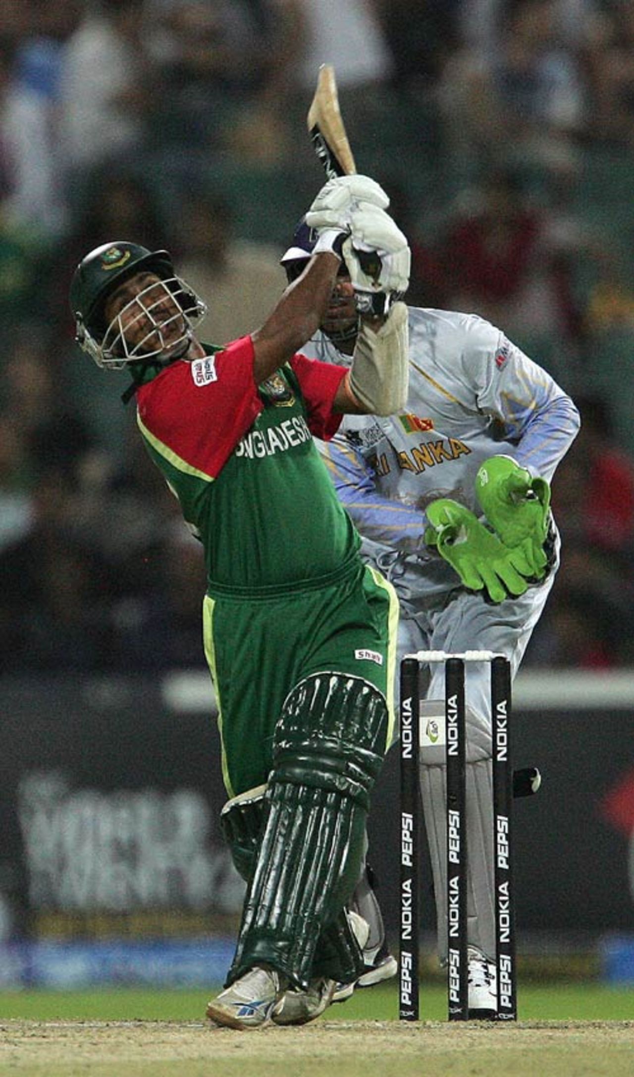 Aftab Ahmed hits one in the air during his brief stay in the middle, Bangladesh v Sri Lanka, Group F, ICC World Twenty20, Johannesburg, September 18, 2007