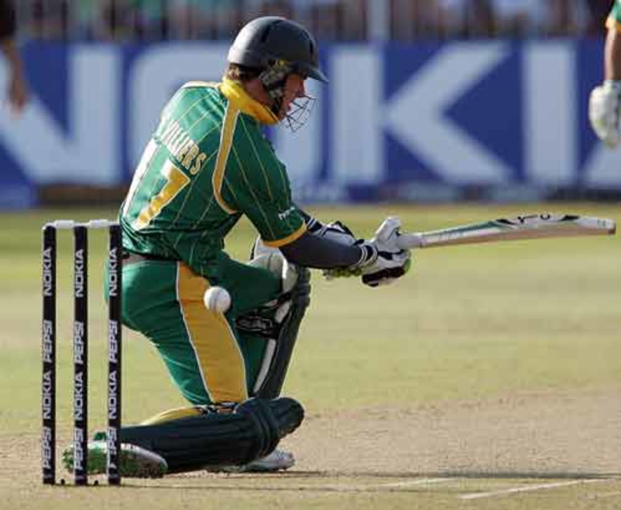 AB de Villiers tries to force the ball through the off side, South Africa v New Zealand, Group E, ICC World Twenty20, Durban, September 19, 2007