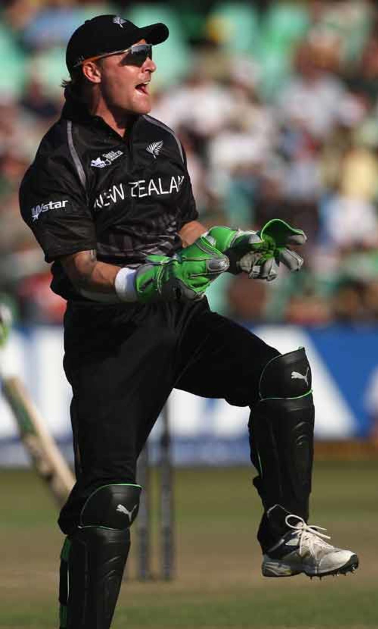 Brendon McCullum celebrates an early South African wicket, South Africa v New Zealand, Group E, ICC World Twenty20, Durban, September 19, 2007