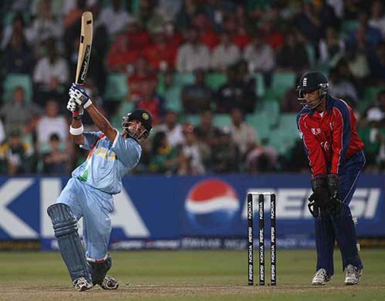 Gautam Gambhir makes room to hit over the off side, England v India, Group E, ICC World Twenty20, Durban, September 19, 2007