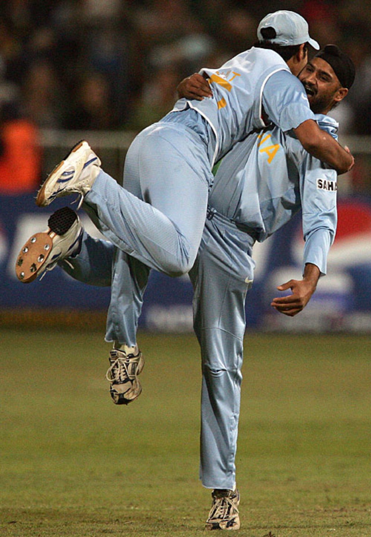 Harbhajan Singh's joy is apparent as he catches Kevin Pietersen, England v India, Group E, ICC World Twenty20, Durban, September 19, 2007
