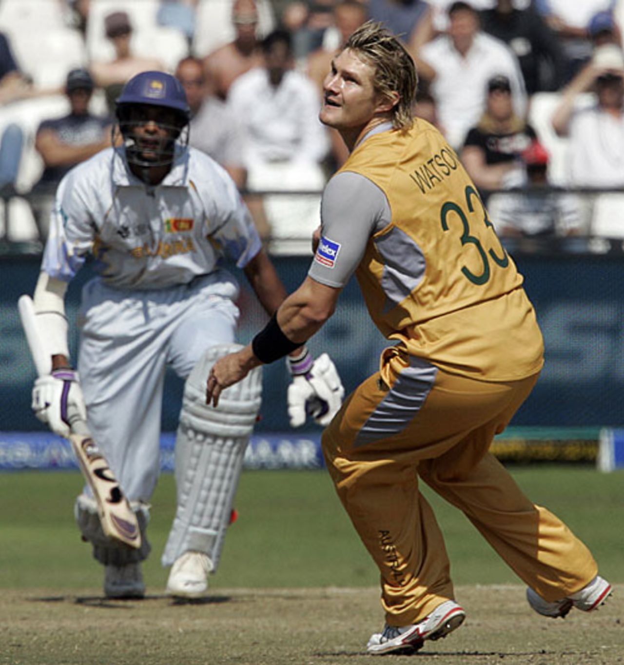 Shane Watson suffered a recurrence of his hamstring problems, Australia v Sri Lanka, Group F, ICC World Twenty20, Cape Town, September 20, 2007