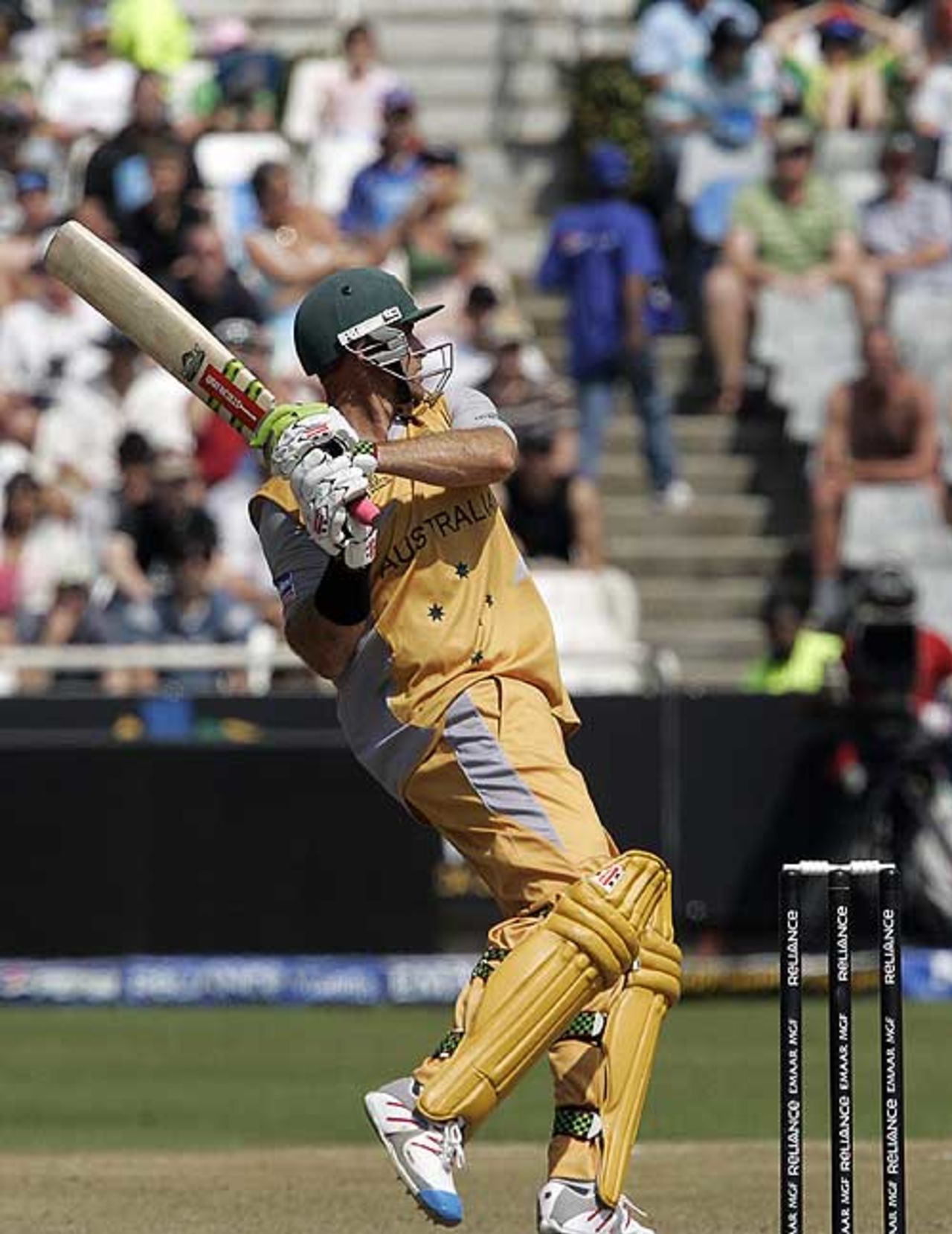 Matthew Hayden scythes another boundary en route to 58 not out, Australia v Sri Lanka, Group F, ICC World Twenty20, Cape Town, September 20, 2007