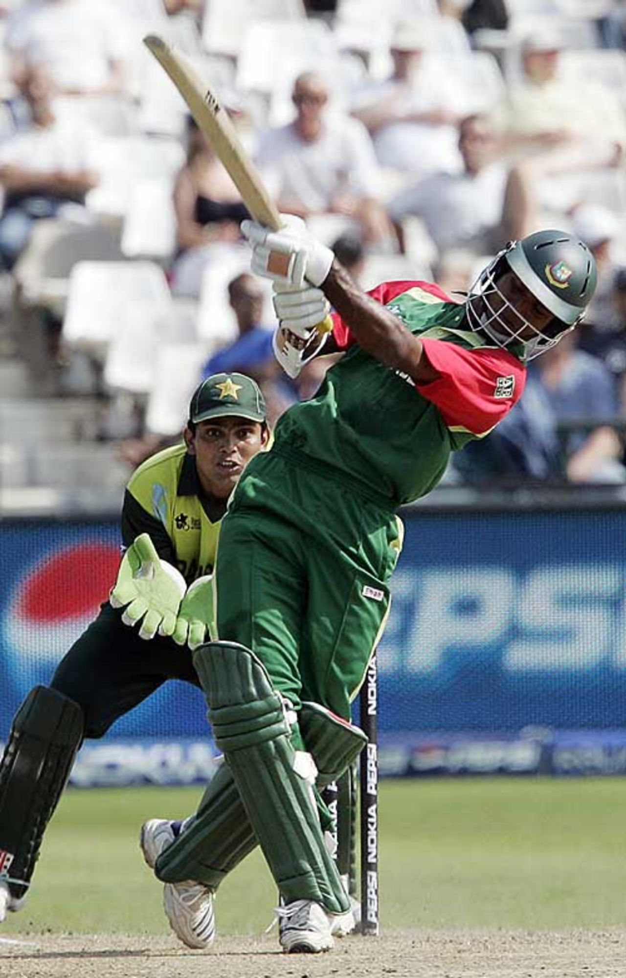 Junaid Siddique uses his feet against the spinners, Bangladesh v Pakistan, Group F, ICC World Twenty20, Cape Town, September 20, 2007