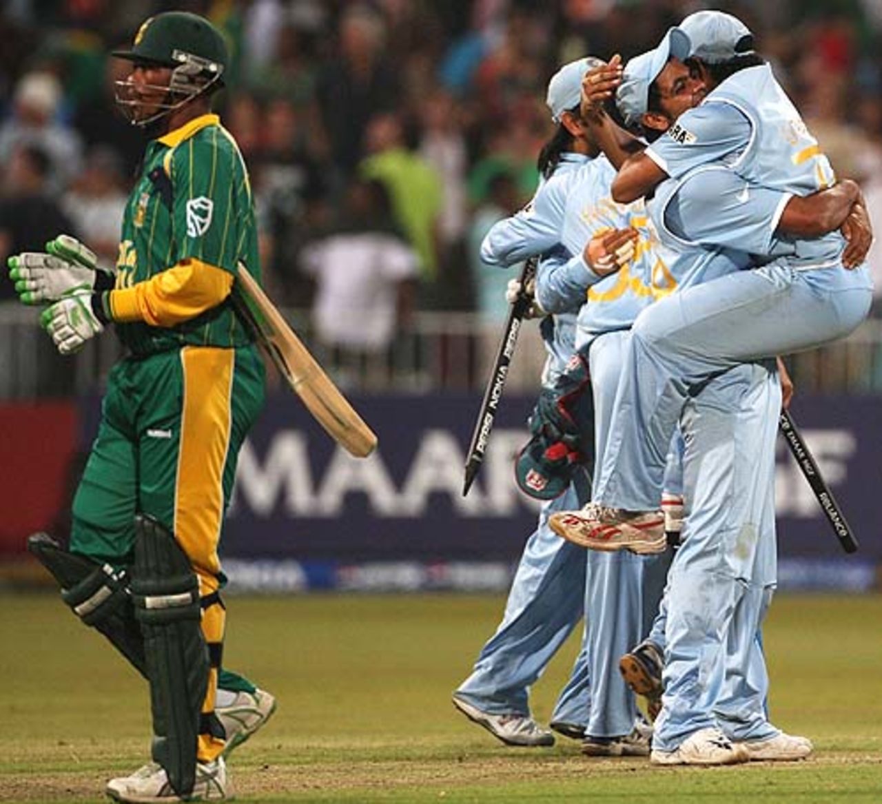 Makhaya Ntini walks off after India completed a 37-run win, India v South Africa, Group E, ICC World Twenty20, Durban, September 20, 2007