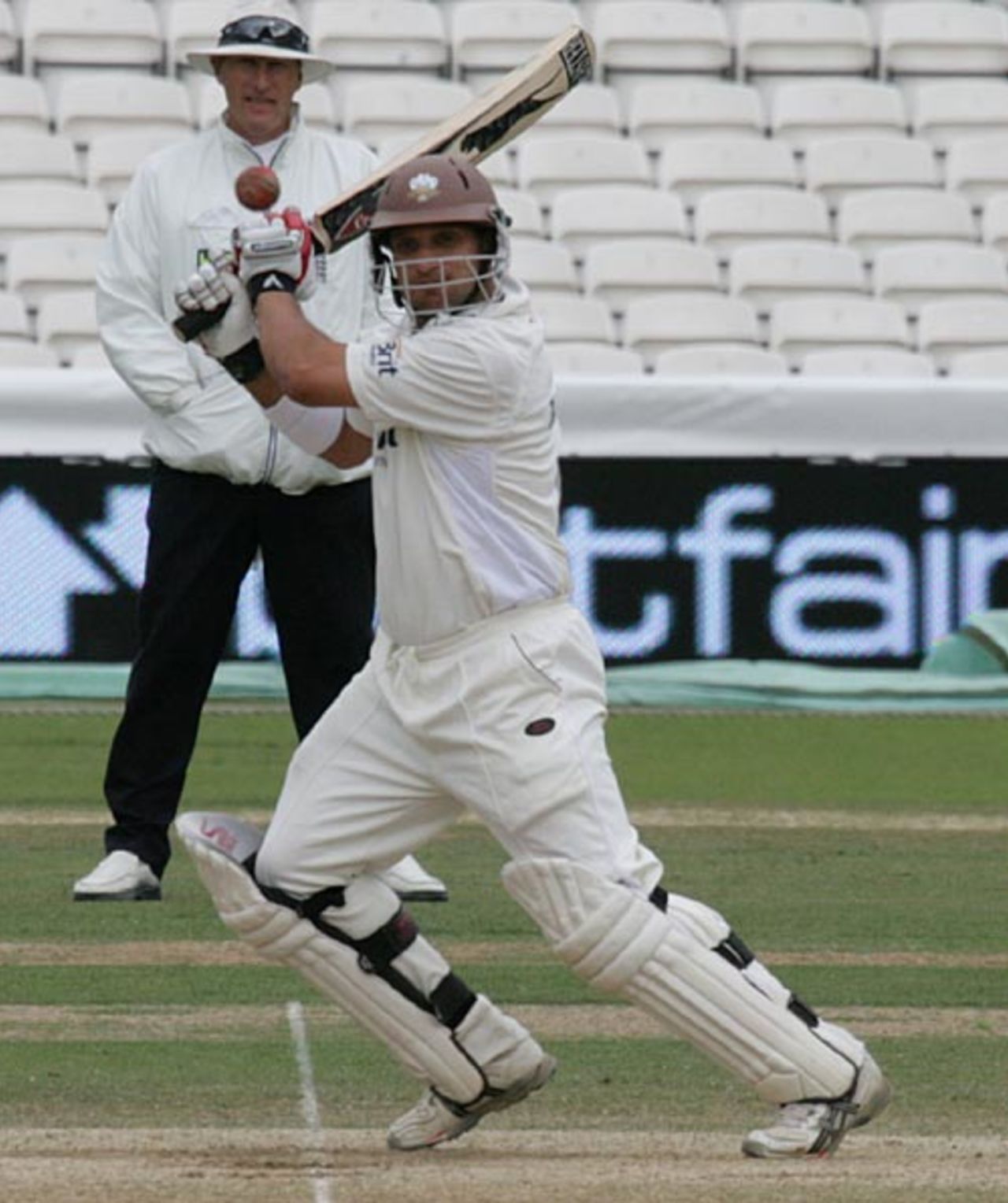 Mark Butcher cover drives on his way to 43, Surrey v Lancashire, The Oval, September 21, 2997