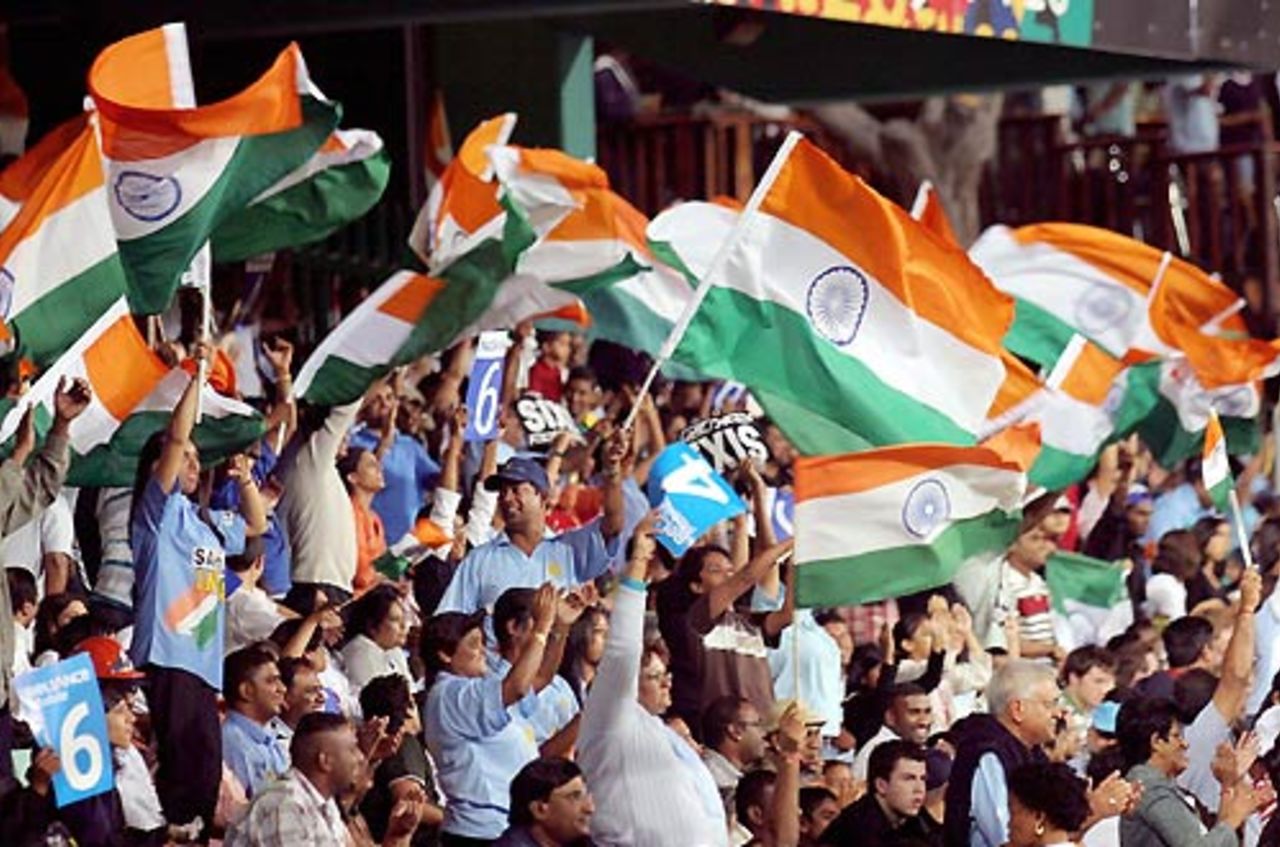 Indian fans celebrate as their team push the pedal, Australia v India, 2nd semi-final, ICC World Twenty20, Durban, September 22, 2007