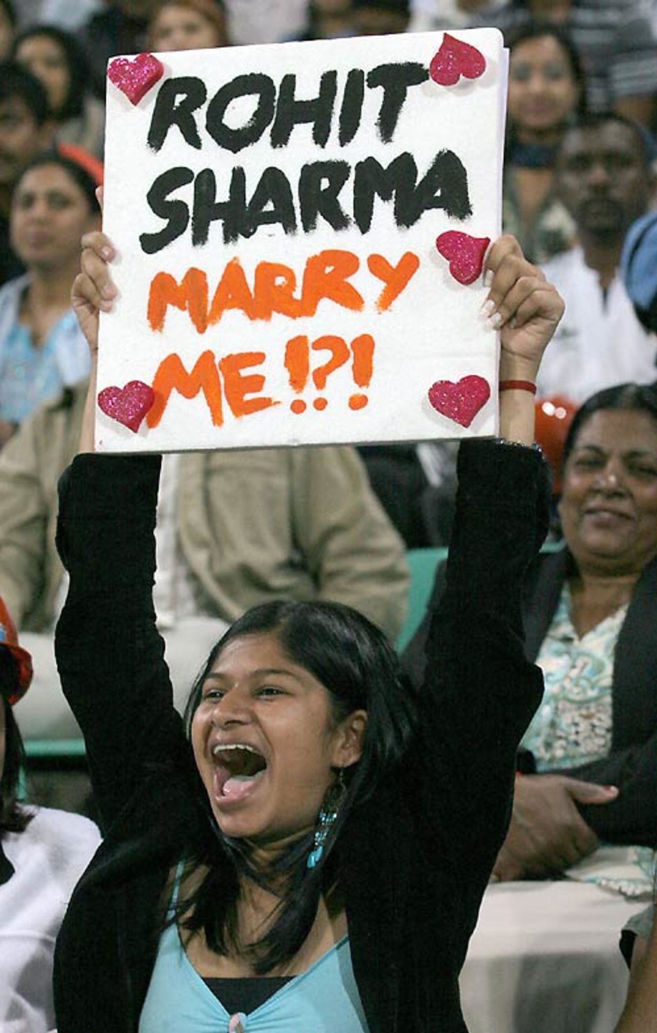 A fan has a message for Rohit Sharma, Australia v India, 2nd semi-final, ICC World Twenty20, Durban, September 22, 2007