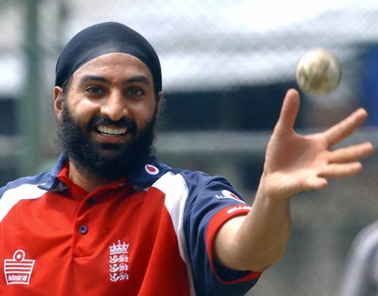 Monty Panesar catches a ball during a nets session at the R Premadasa Stadium, Colombo, September 23, 2007