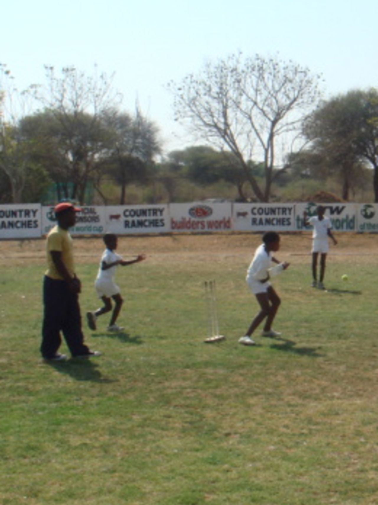 Botswana schoolchildren try out their new kit in a training session, Gaborone, September 26, 2007