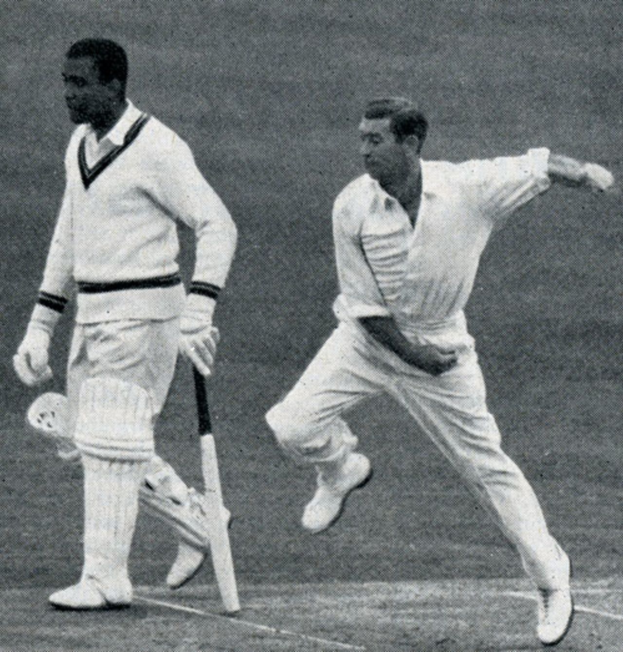 Derek Shackleton bowls on his Test recall after almost 12 years out of the side, England v West Indies, Lord's, June 22, 1963