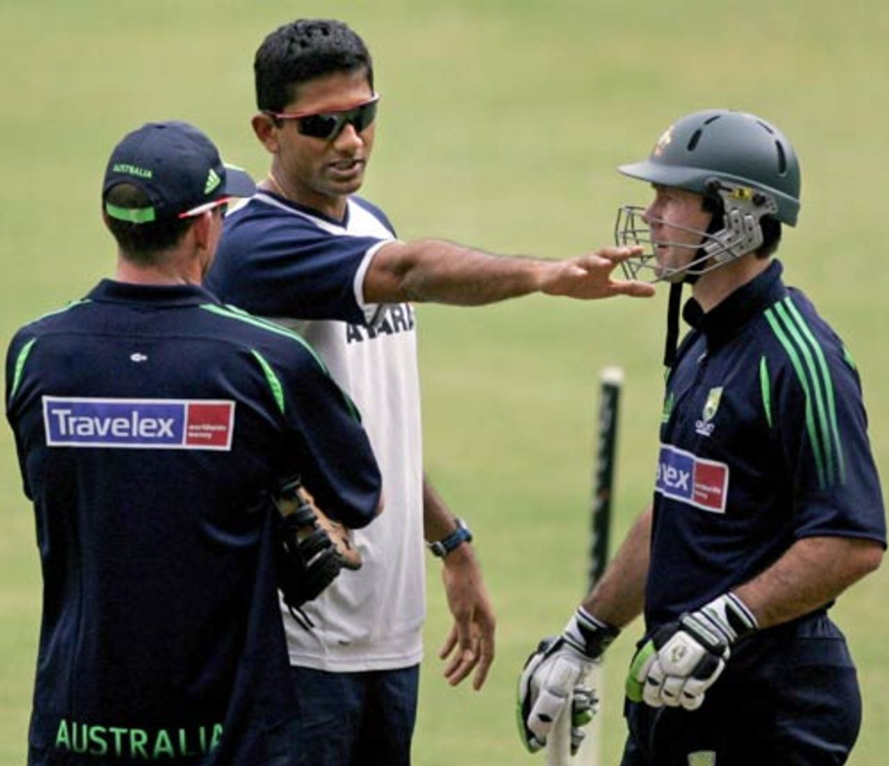 Venkatesh Prasad, India's bowling coach, chats with Ricky Ponting and Australia's coach Tim Nielsen, India v Australia ODI series, M Chinnaswamy Stadium, Bangalore, September 28, 2007