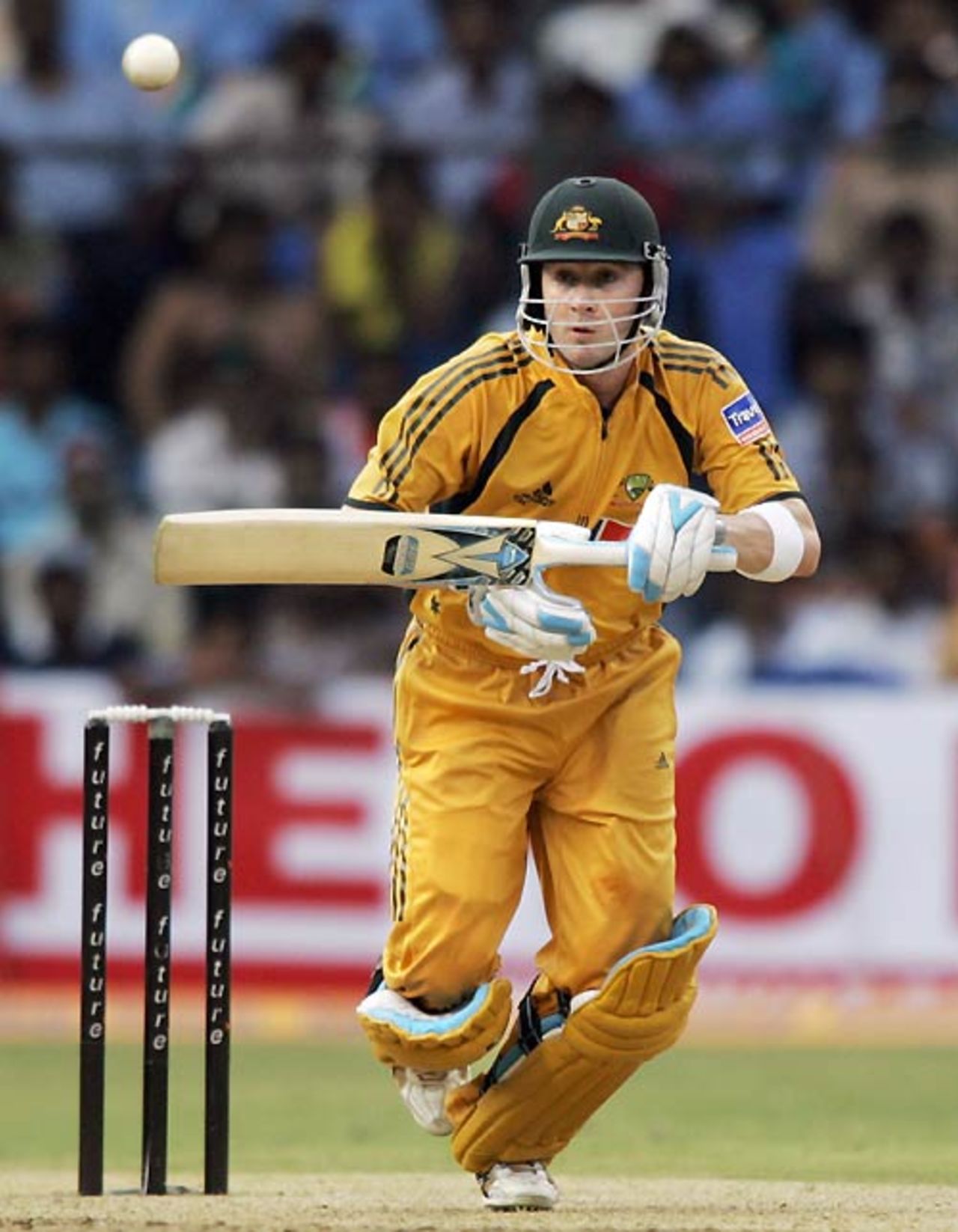 Michael Clarke sets off for a quick single, India v Australia, 1st ODI, Bangalore, September 29, 2007


