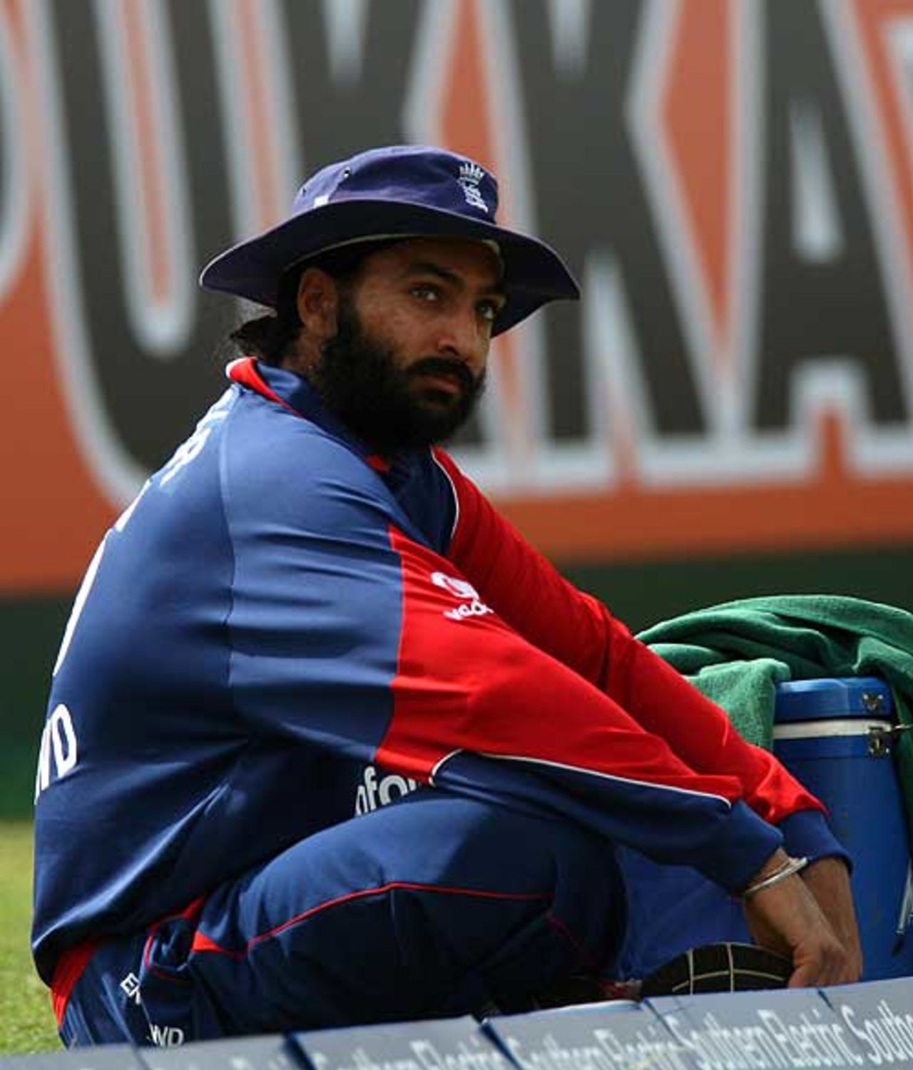 England's 12th man, Monty Panesar, sits by the boundary's edge, Sri Lanka v England, 1st ODI, Dambulla, October 1, 2007