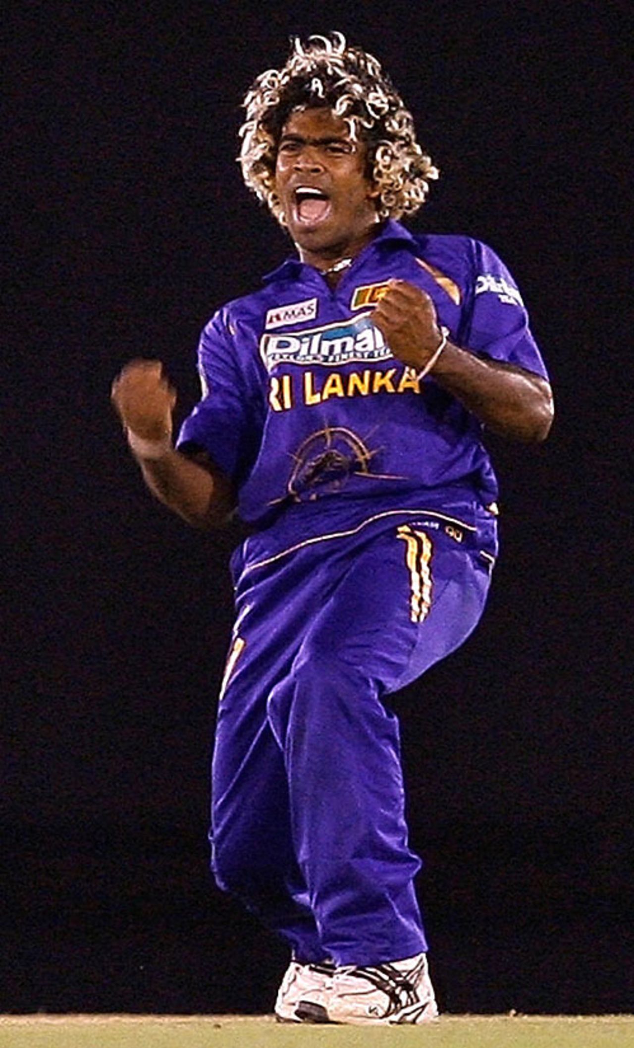 Delight for Lasith Malinga as he removes Owais Shah, Sri Lanka v England, 1st ODI, Dambulla, October 1, 2007