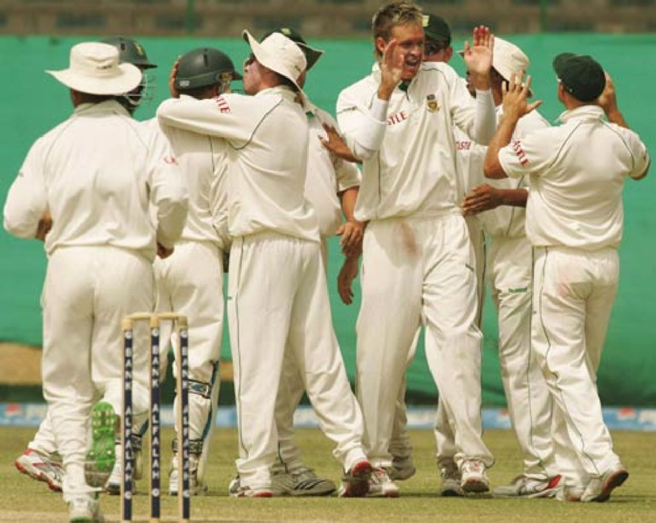 South Africa celebrates the wicket of Salman Butt, Pakistan v South Africa, 1st Test, Karachi, 3rd day, October 3, 2007