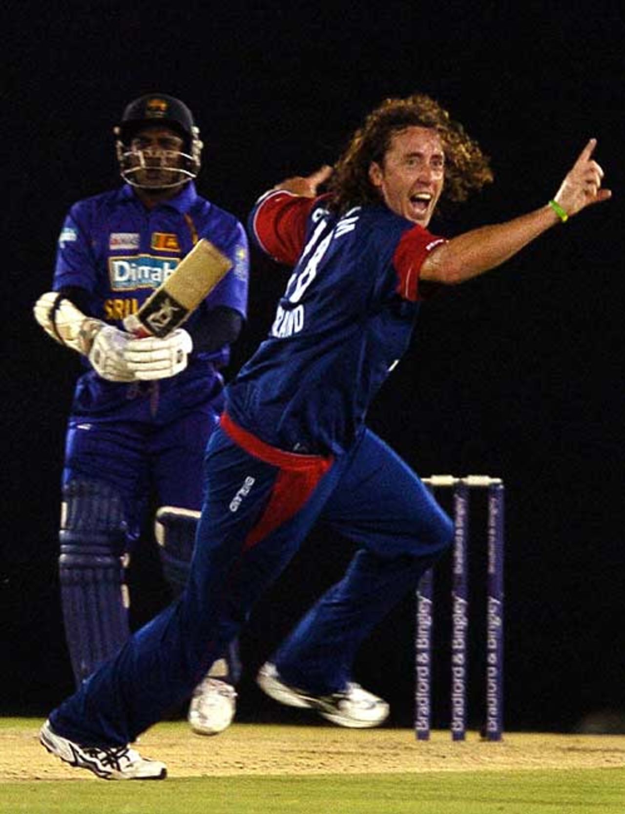 Ryan Sidebottom wheels away in jubilation after dismissing Sanath Jayasuriya, Sri Lanka v England, 2nd ODi, Dambulla, October 4, 2007