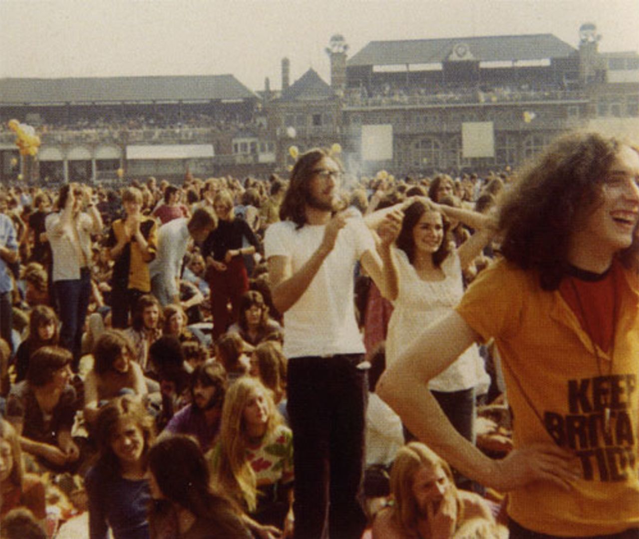 Fans look on during the rock concert at The Oval, September 18, 1971