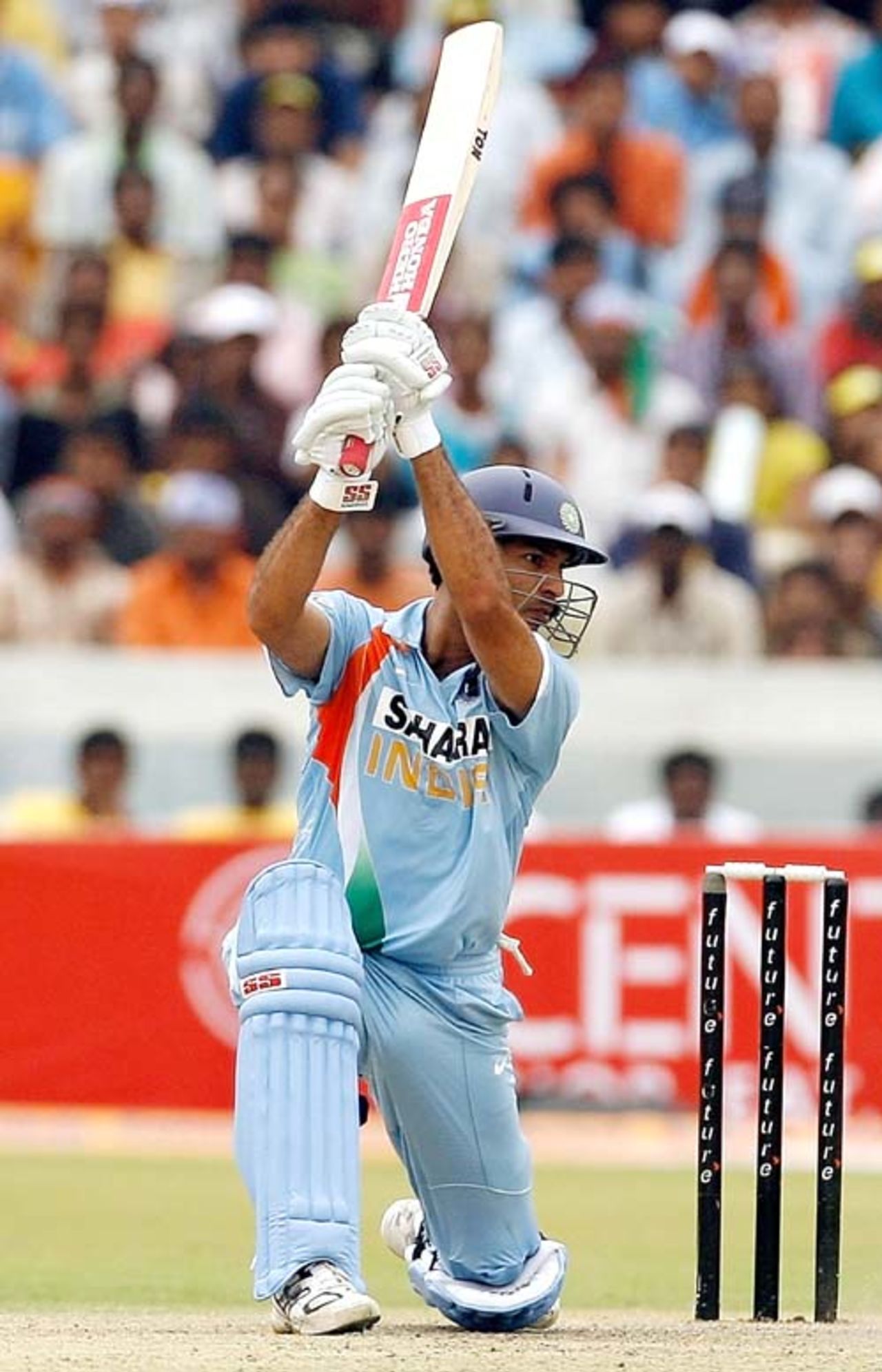 Yuvraj Singh caresses one through the off side, India v Australia, 3rd ODI, Hyderabad, October 5, 2007