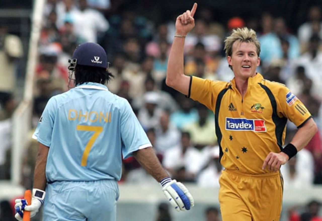 Brett Lee got rid of Mahendra Singh Dhoni, India v Australia, 3rd ODI, Hyderabad, October 5, 2007