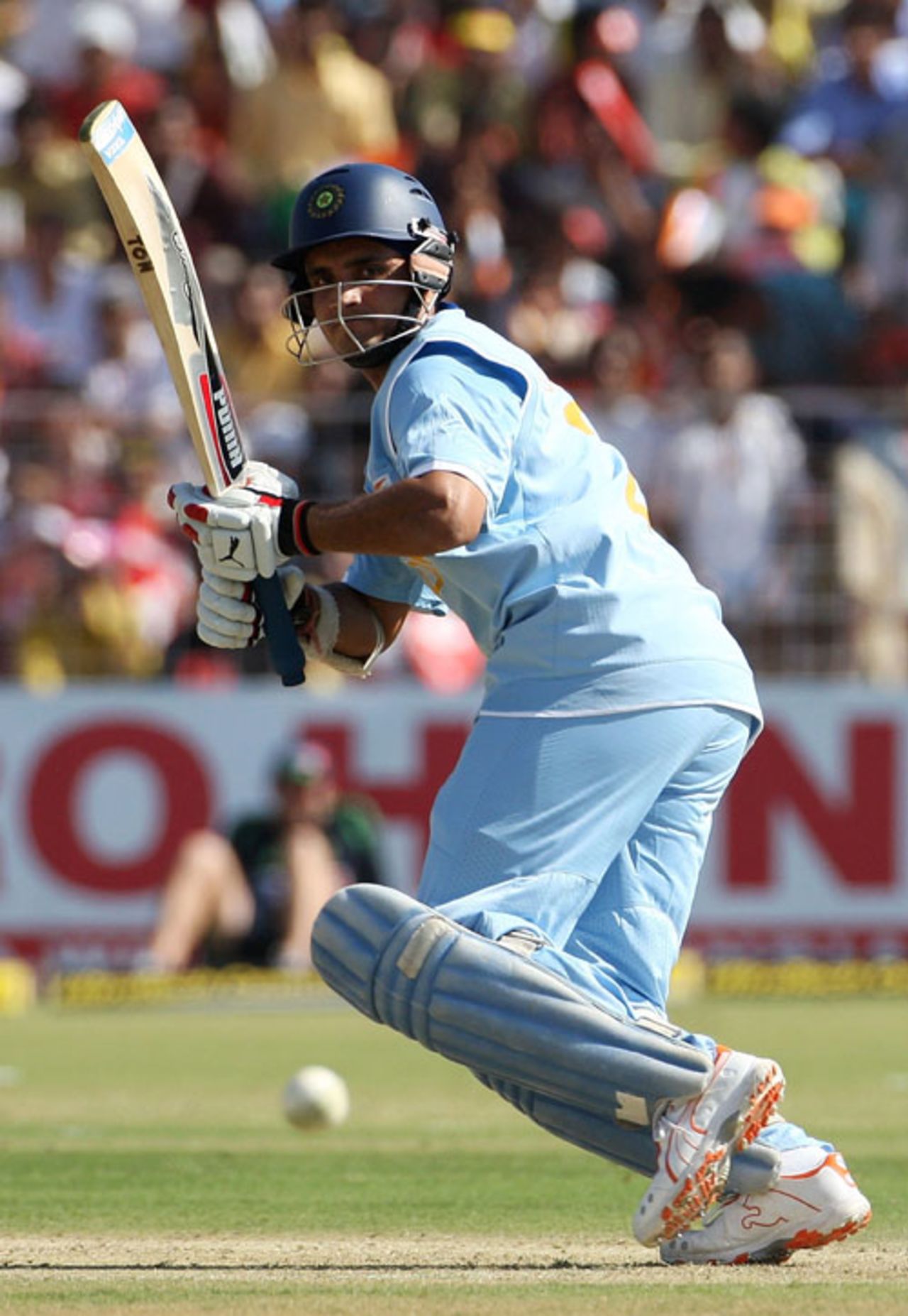 Sourav Ganguly guides the ball to third man, India v Australia, 4th ODI, Chandigarh, October 8, 2007