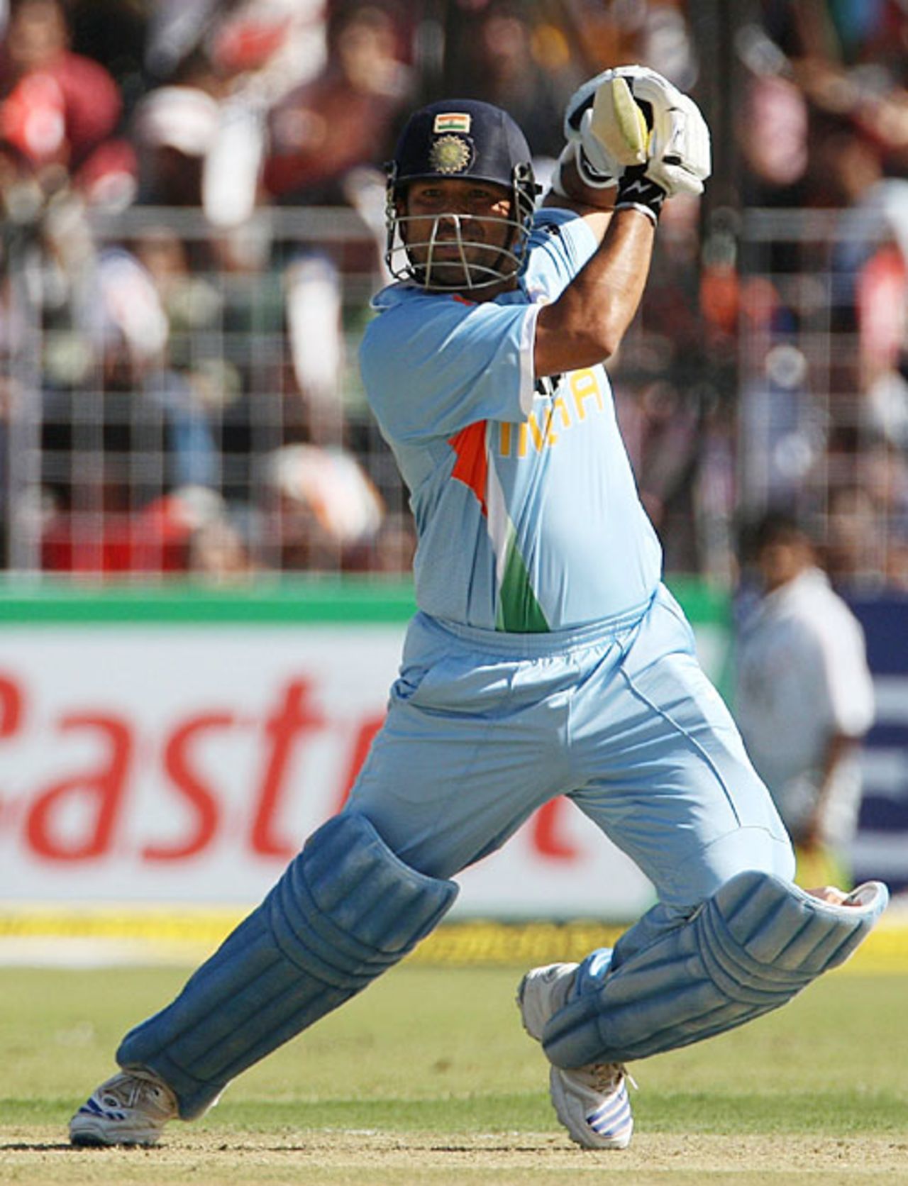 Sachin Tendulkar plays one off the back foot, India v Australia, 4th ODI, Chandigarh, October 8, 2007