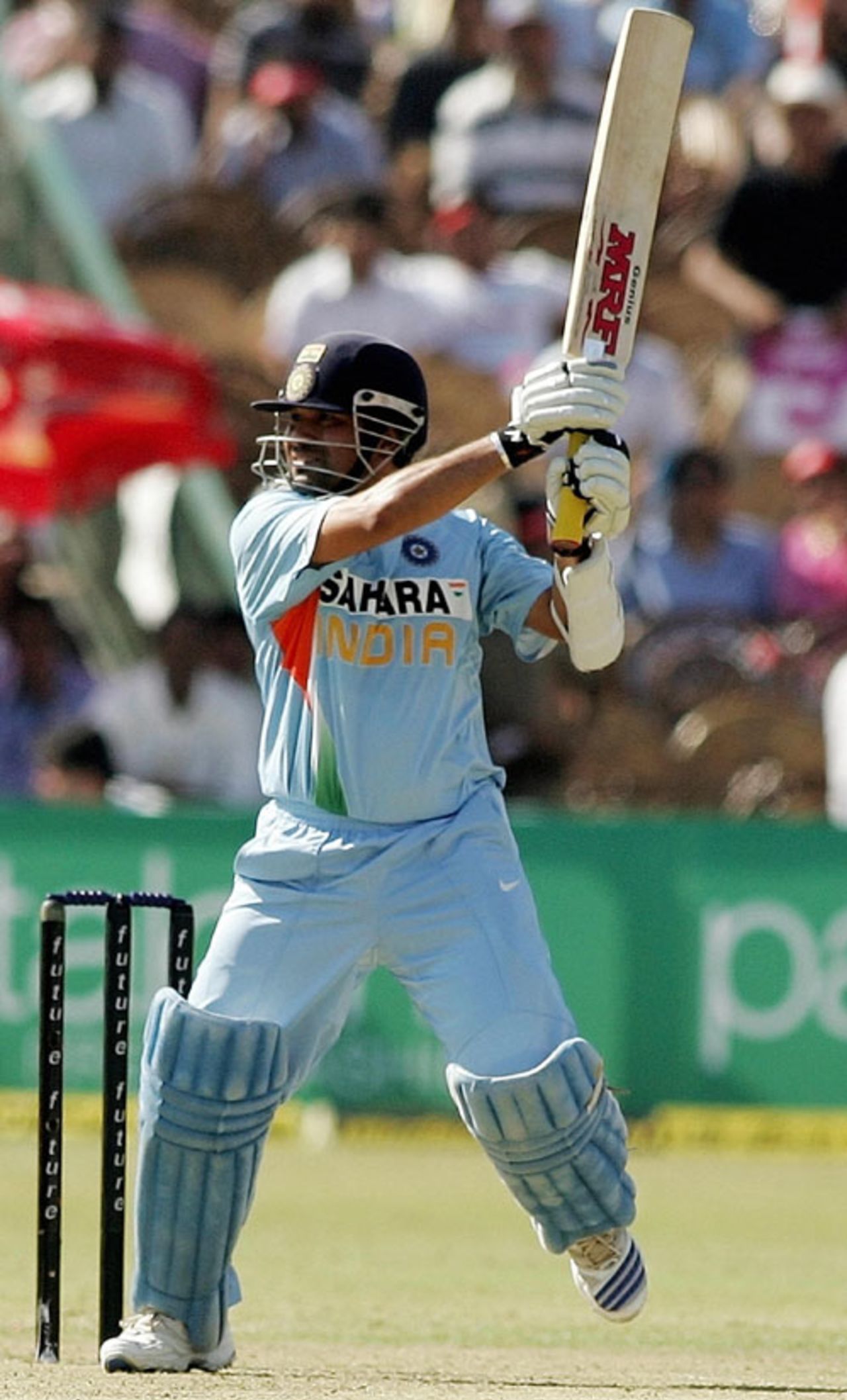 Sachin Tendulkar cuts during his half-century, India v Australia, 4th ODI, Chandigarh, October 8, 2007
