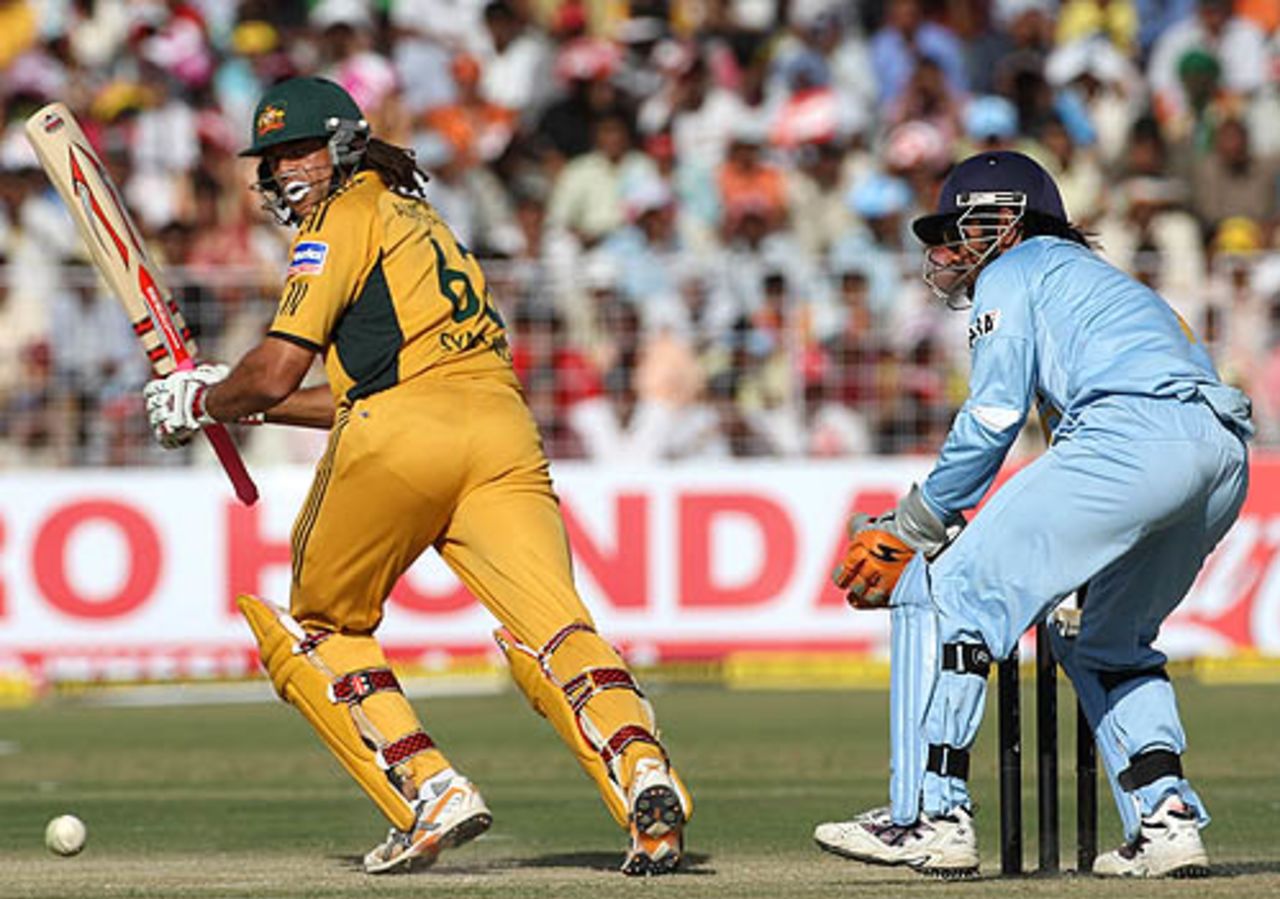 Andrew Symonds guides the ball to the leg side, India v Australia, 4th ODI, Chandigarh, October 8, 2007