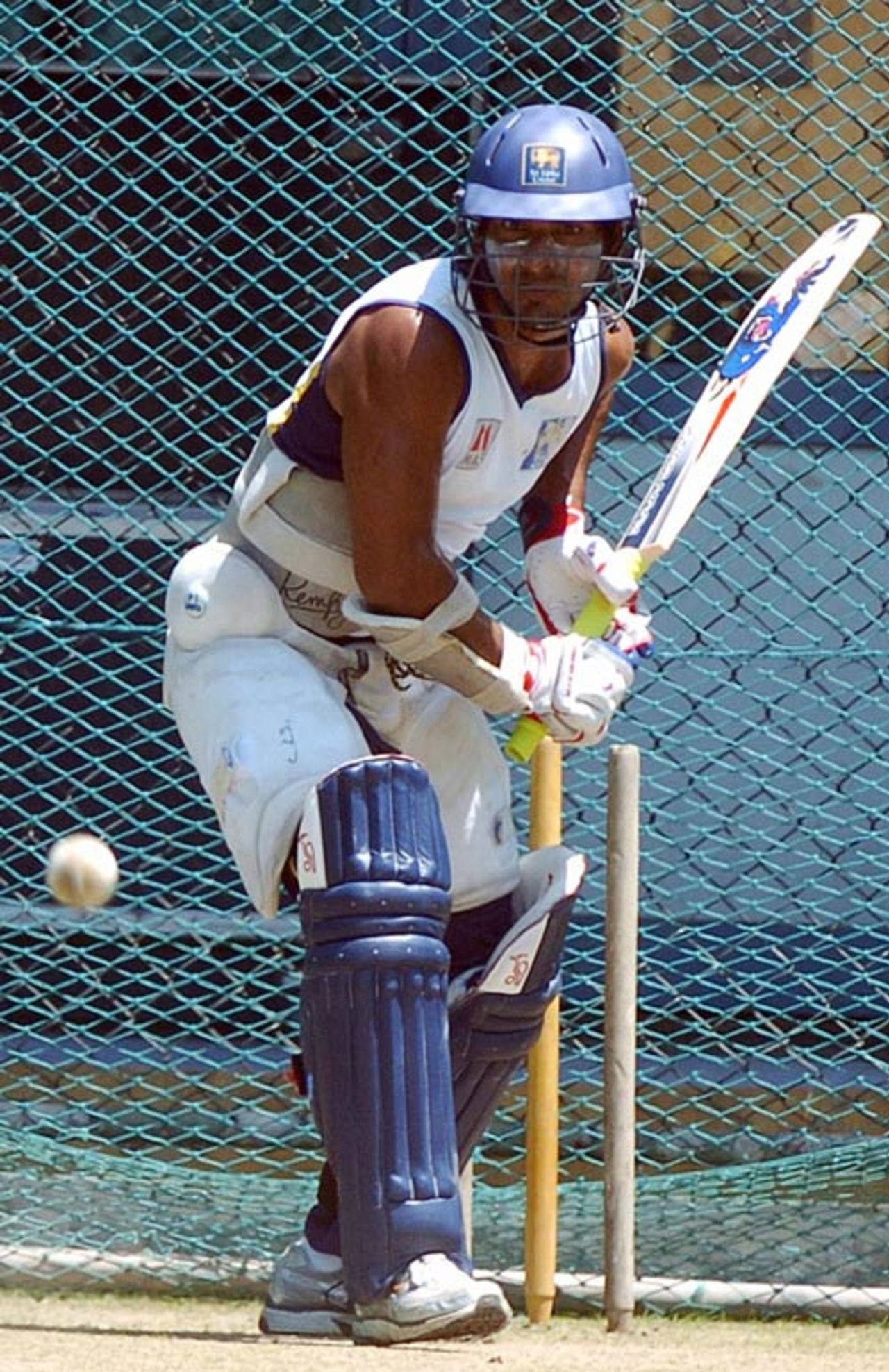 Kumar Sangakkara drives during a net session, Colombo, October 9, 2007