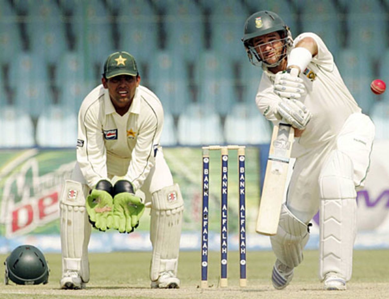 Mark Boucher drives during his knock of 54, Pakistan v South Africa, 2nd Test, Lahore, 2nd day,